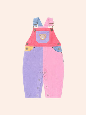 Colour Block Girl Cord Overalls OVERALL Huxbaby