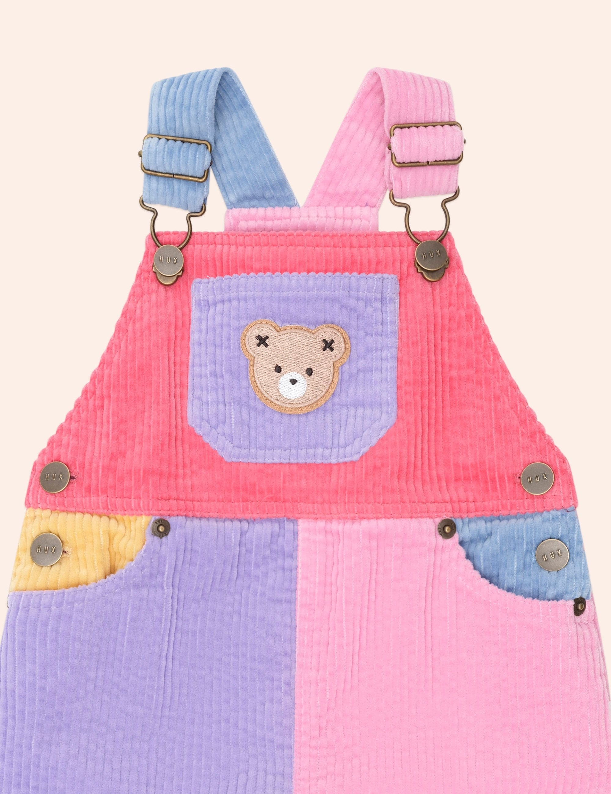 Colour Block Girl Cord Overalls OVERALL Huxbaby