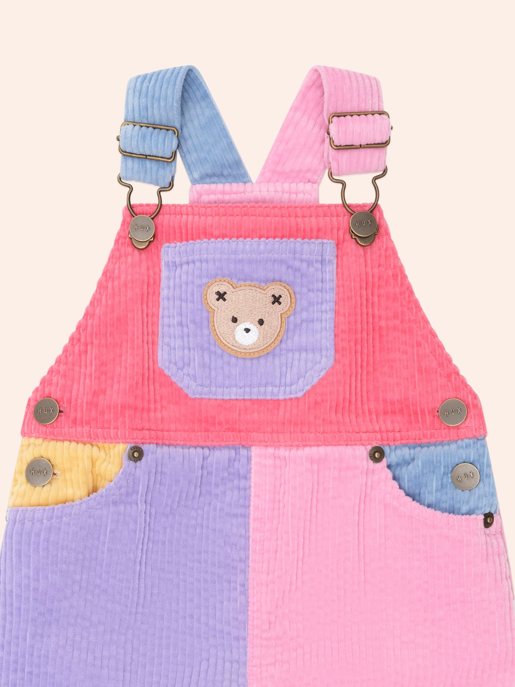 Colour Block Girl Cord Overalls OVERALL Huxbaby