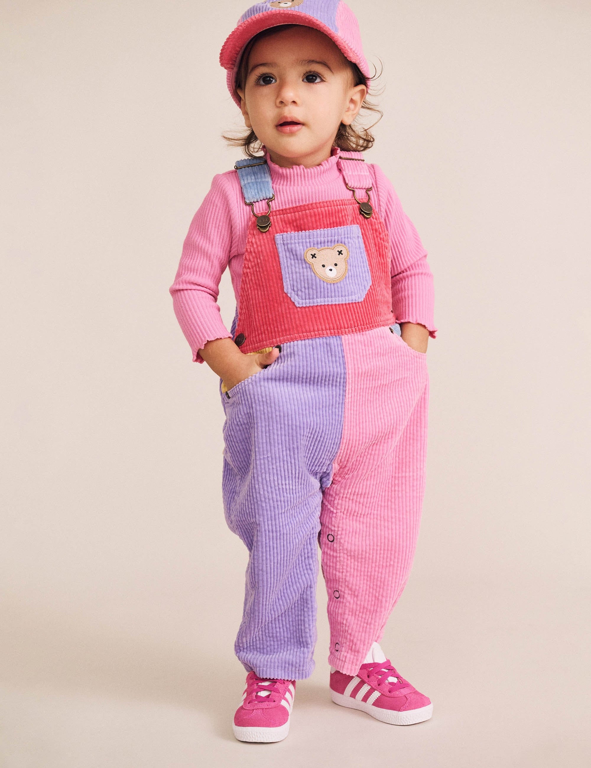 Colour Block Girl Cord Overalls OVERALL Huxbaby