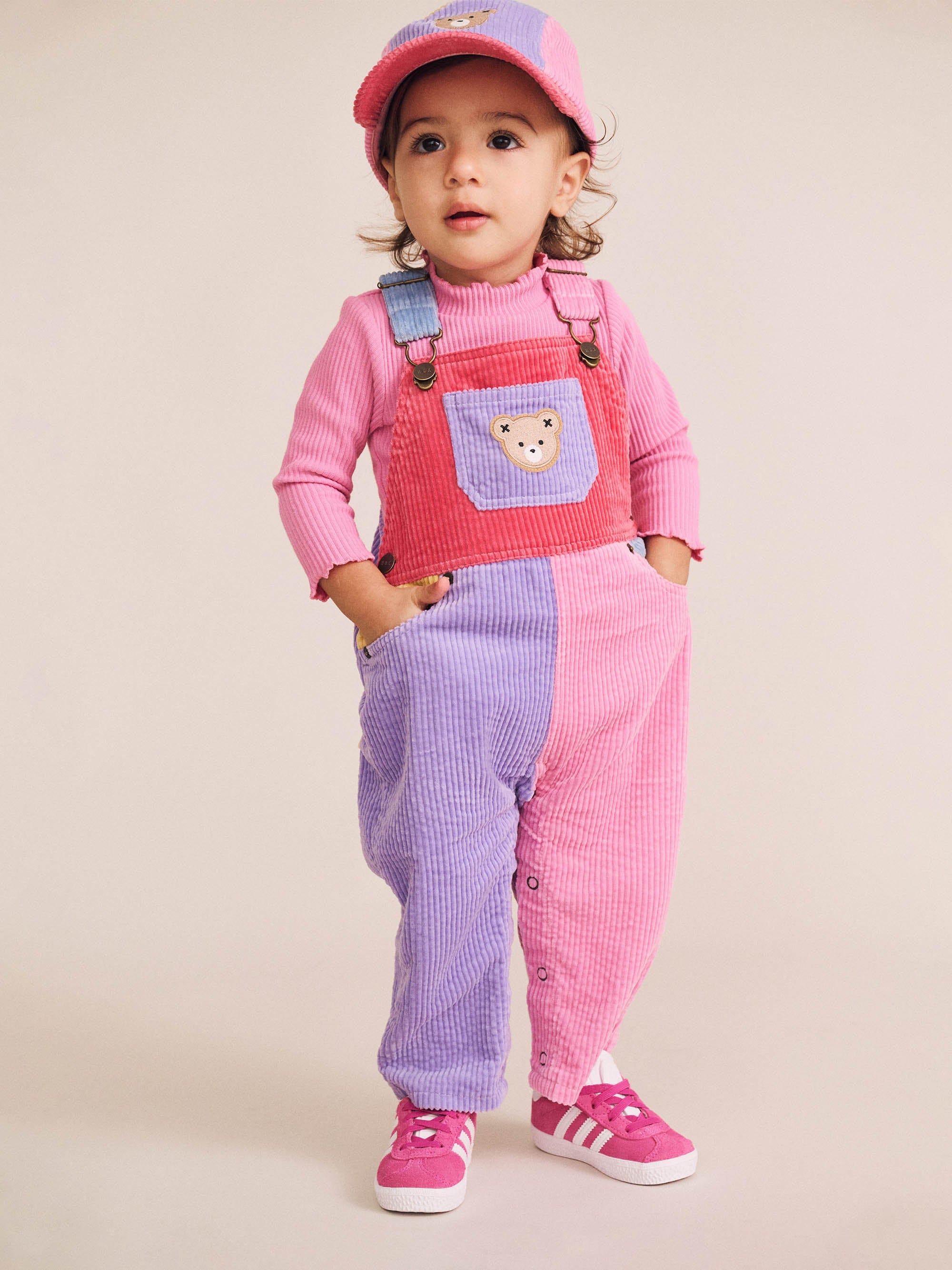 Colour Block Girl Cord Overalls OVERALL Huxbaby