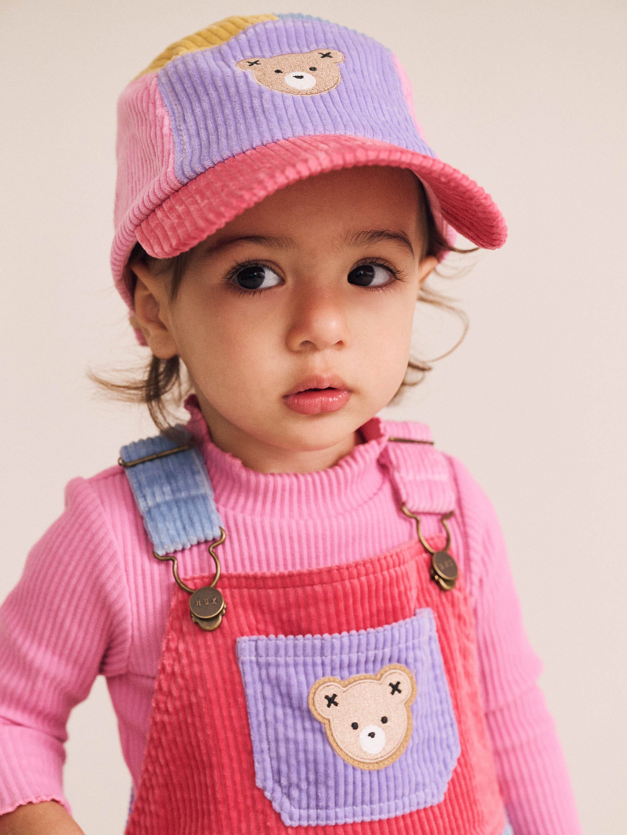 Colour Block Girl Cord Overalls OVERALL Huxbaby