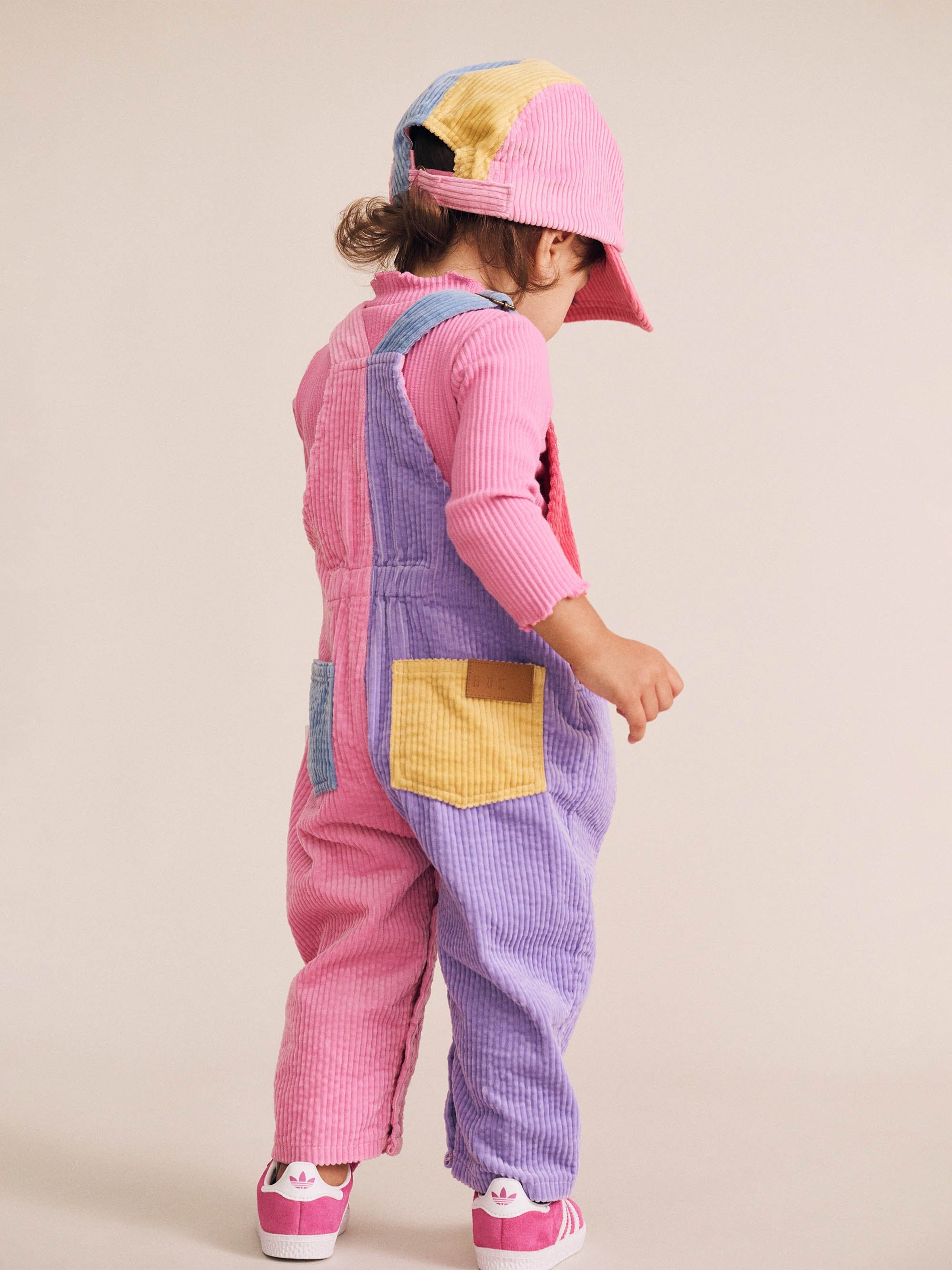 Colour Block Girl Cord Overalls OVERALL Huxbaby