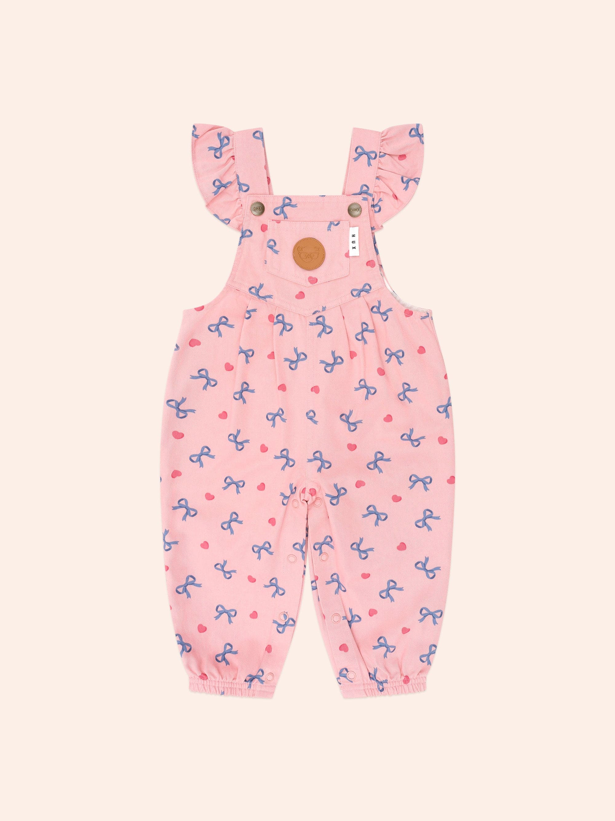 Hearts And Bows Frill Overalls ROMPER Huxbaby