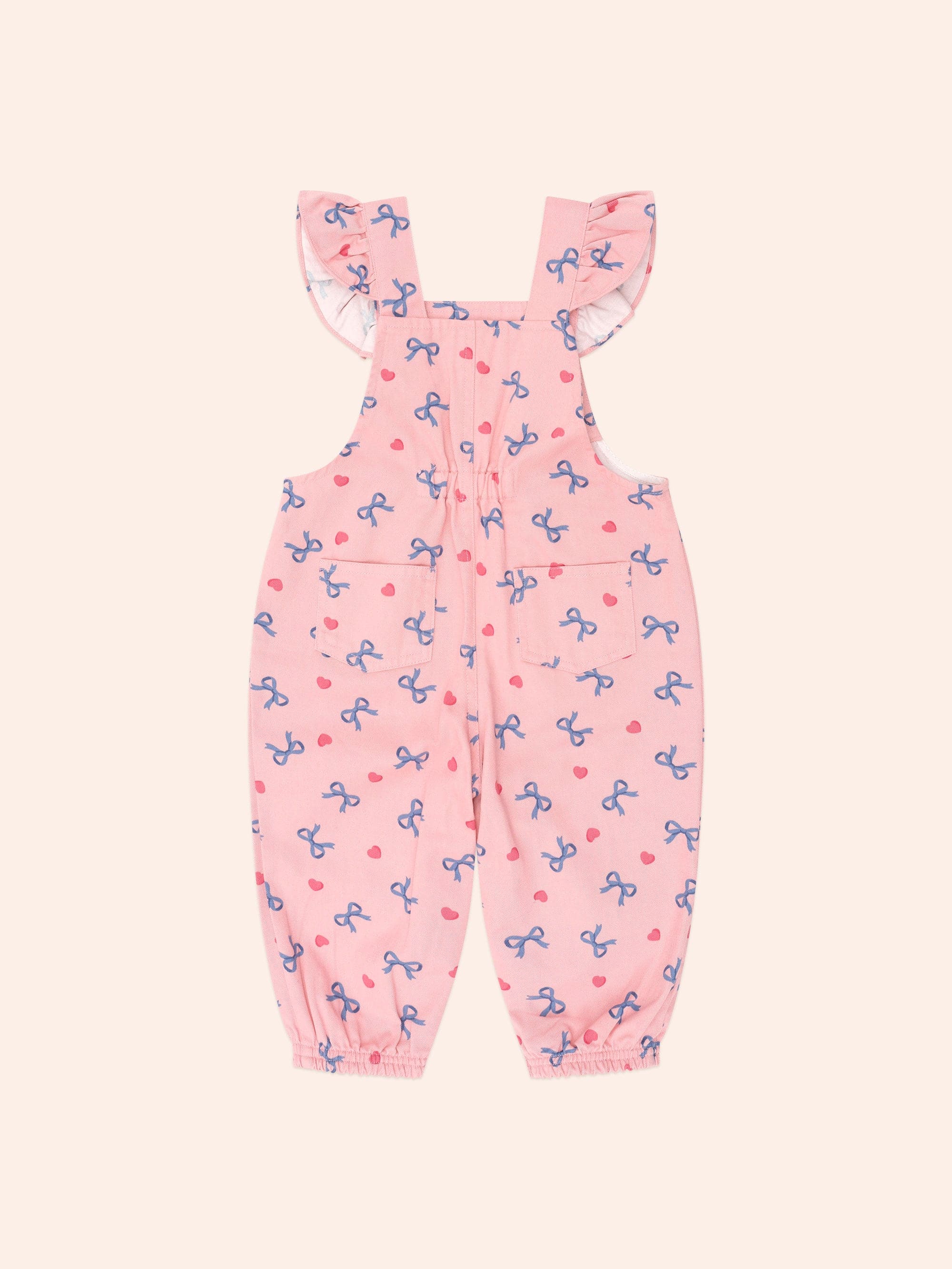 Hearts And Bows Frill Overalls ROMPER Huxbaby