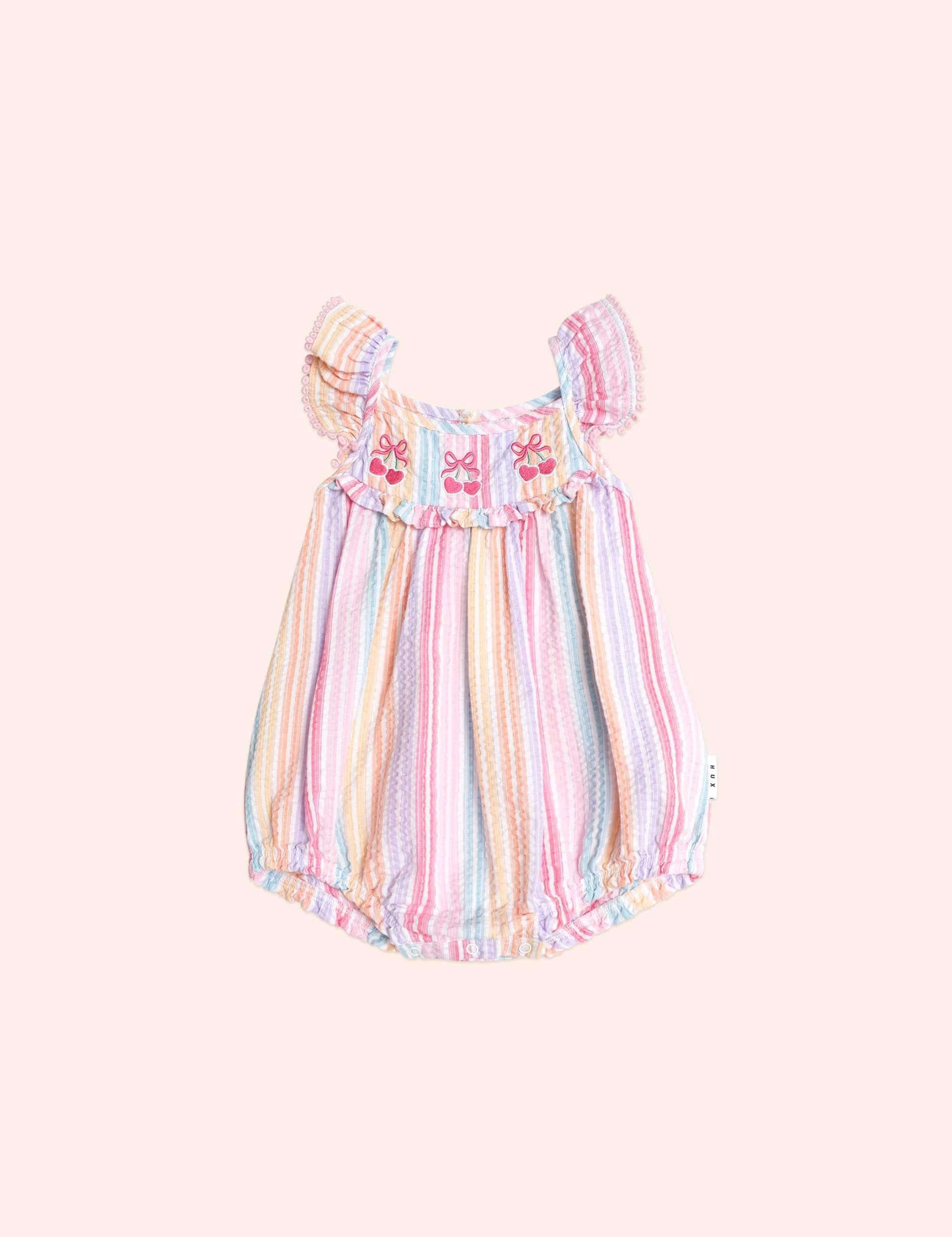 Rainbow Stripe Frill Playsuit ROMPER Huxbaby
