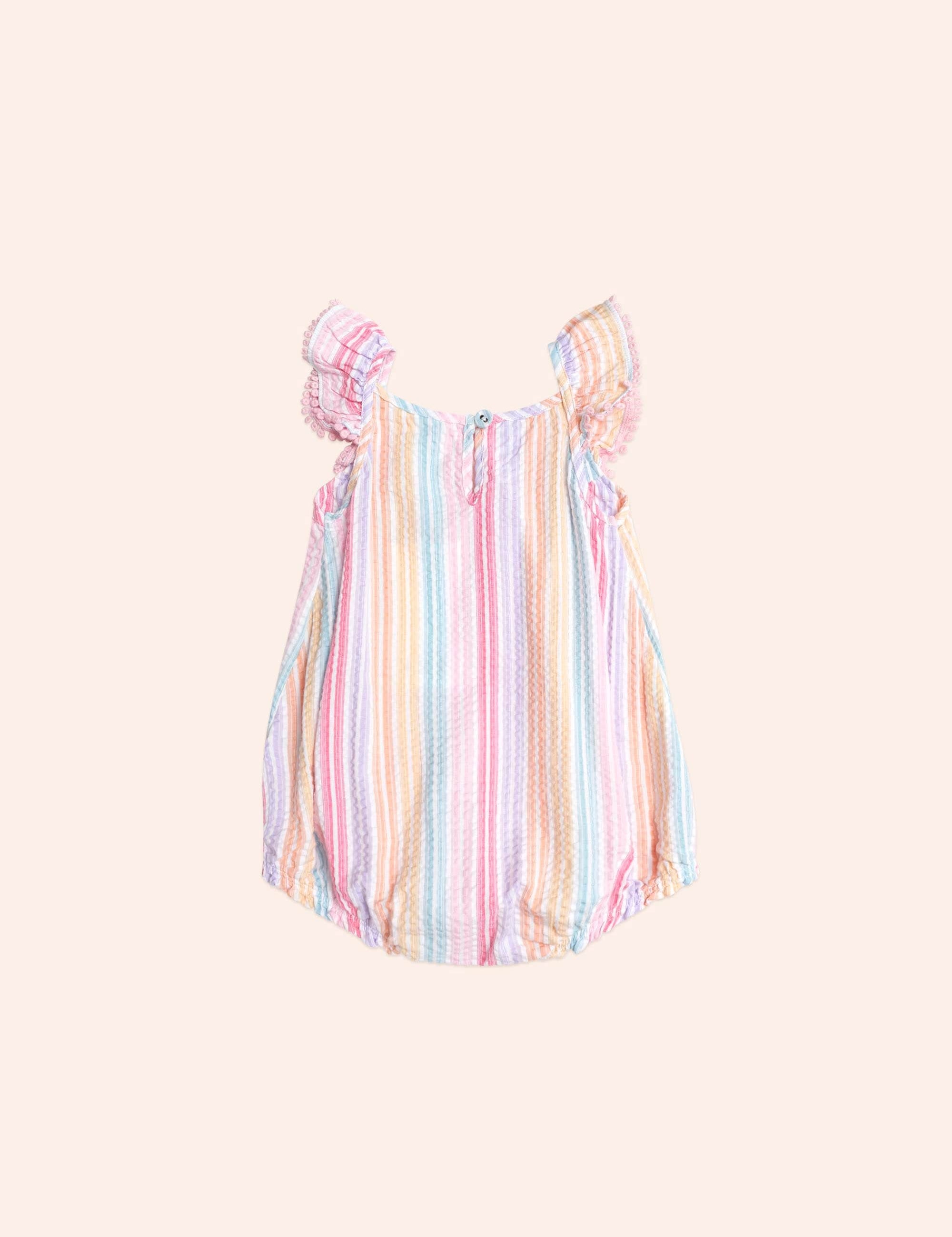 Rainbow Stripe Frill Playsuit ROMPER Huxbaby