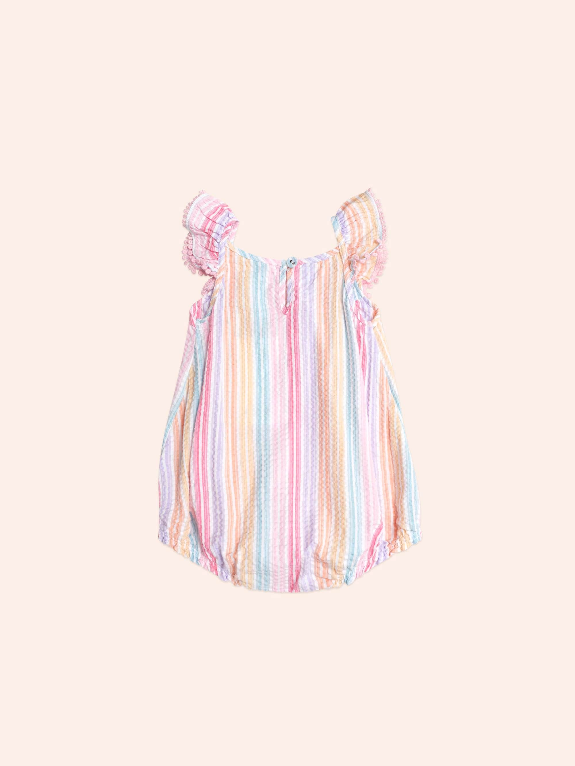 Rainbow Stripe Frill Playsuit ROMPER Huxbaby