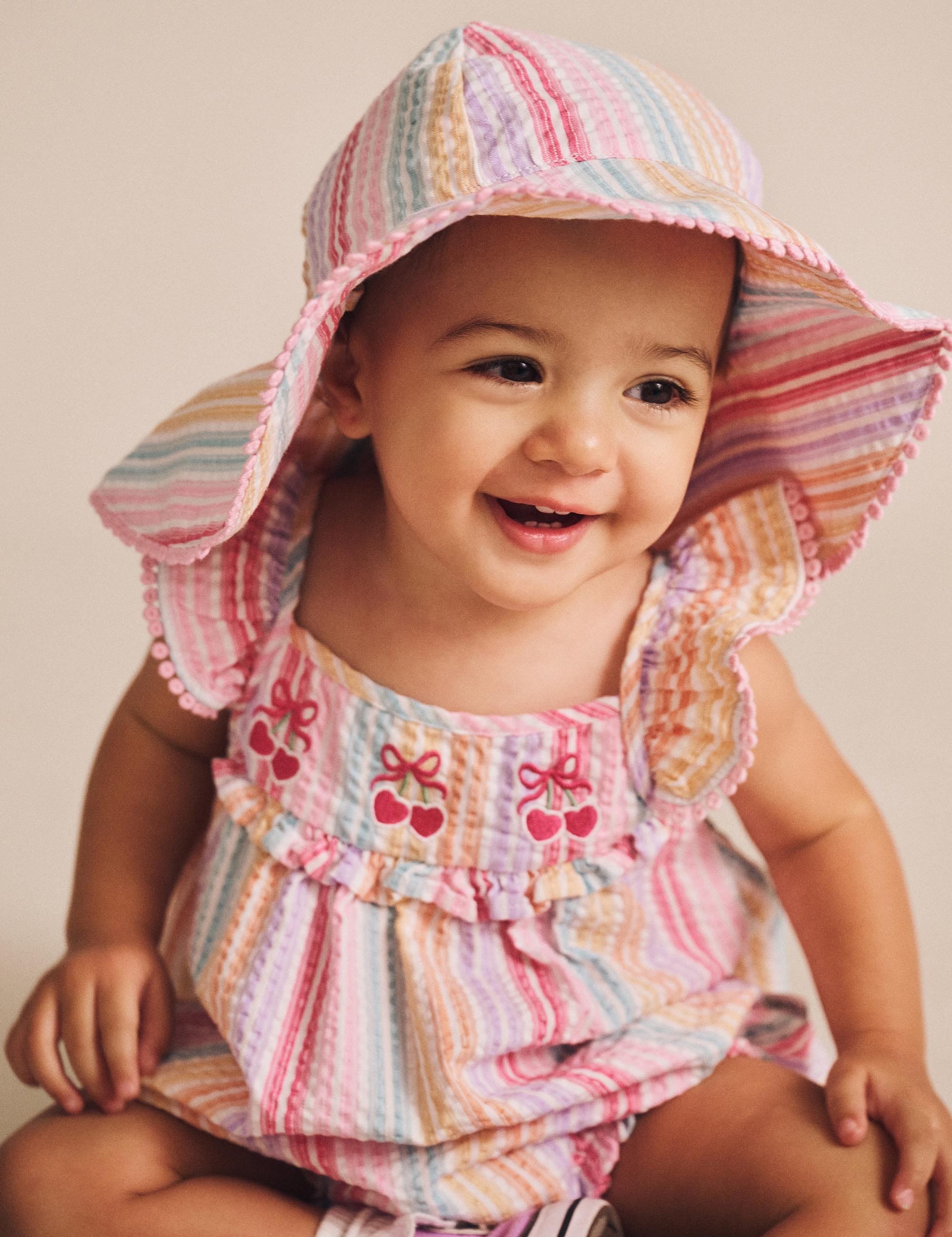 Rainbow Stripe Frill Playsuit ROMPER Huxbaby