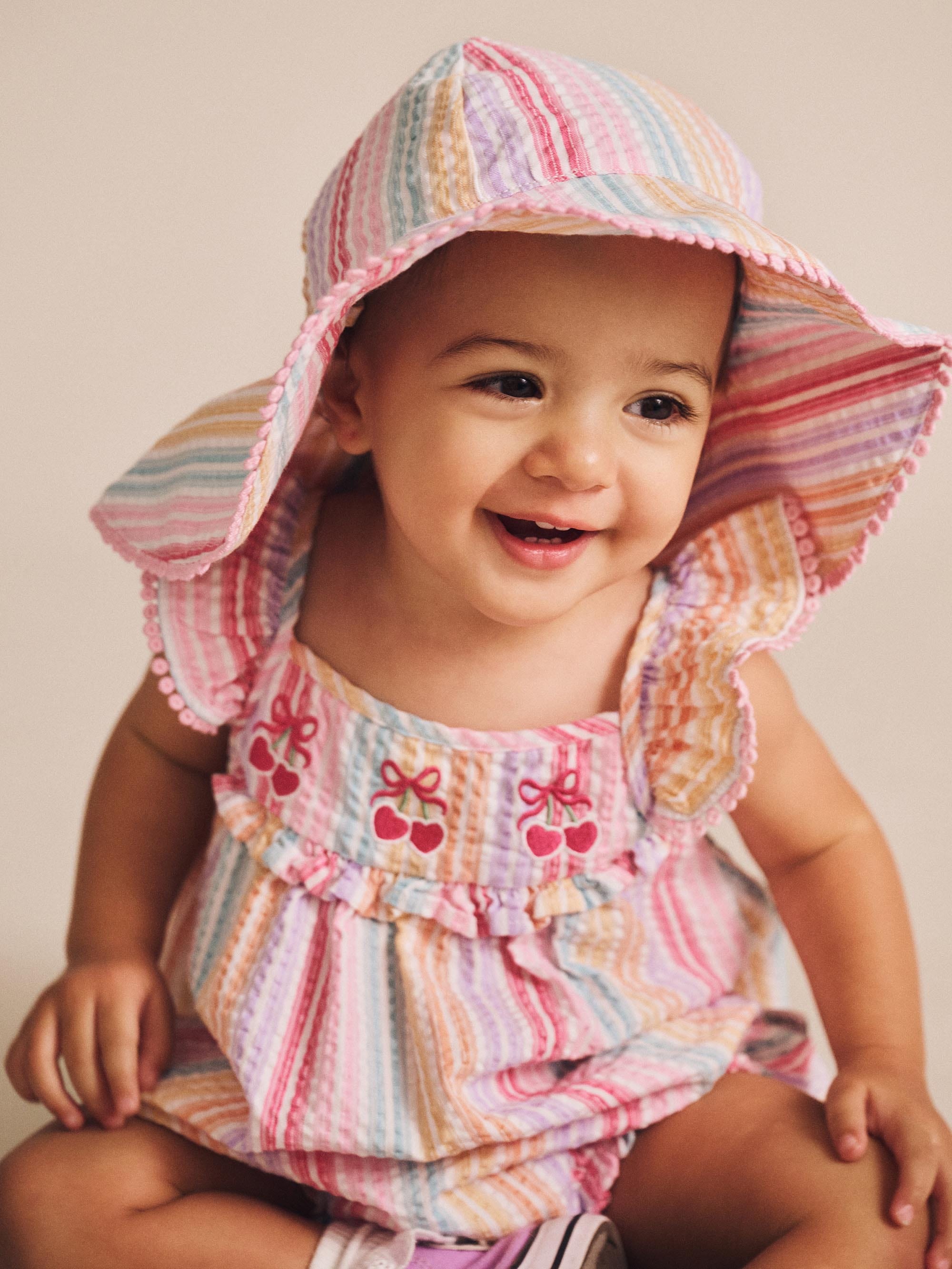 Rainbow Stripe Frill Playsuit ROMPER Huxbaby