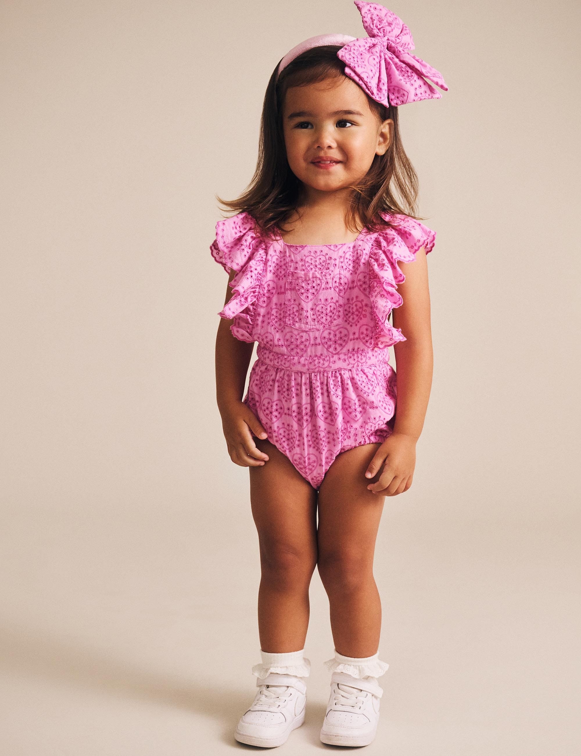 Frilly Broderie Playsuit PLAYSUIT Huxbaby