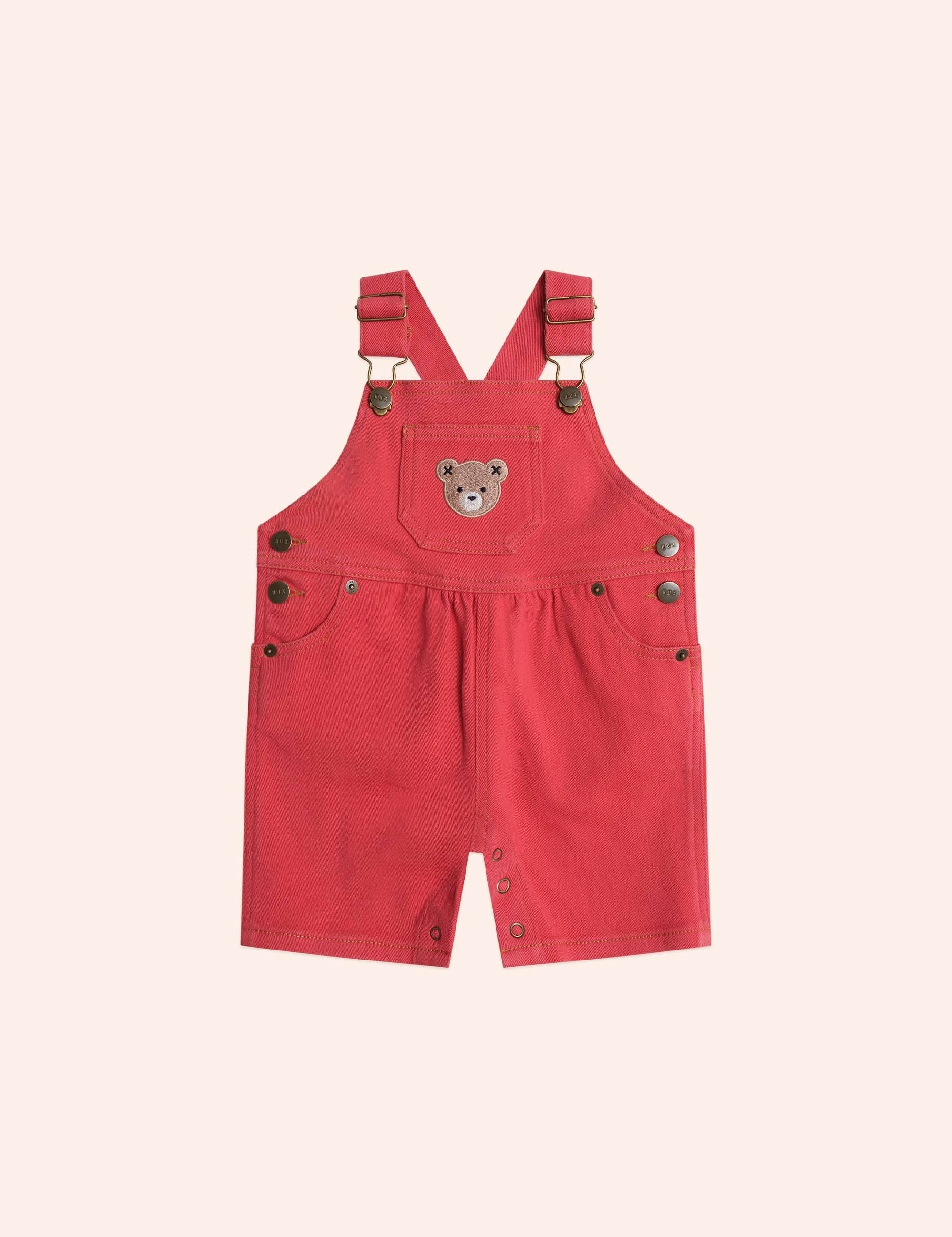 Denim Short Overalls Chilli Red OVERALL Huxbaby