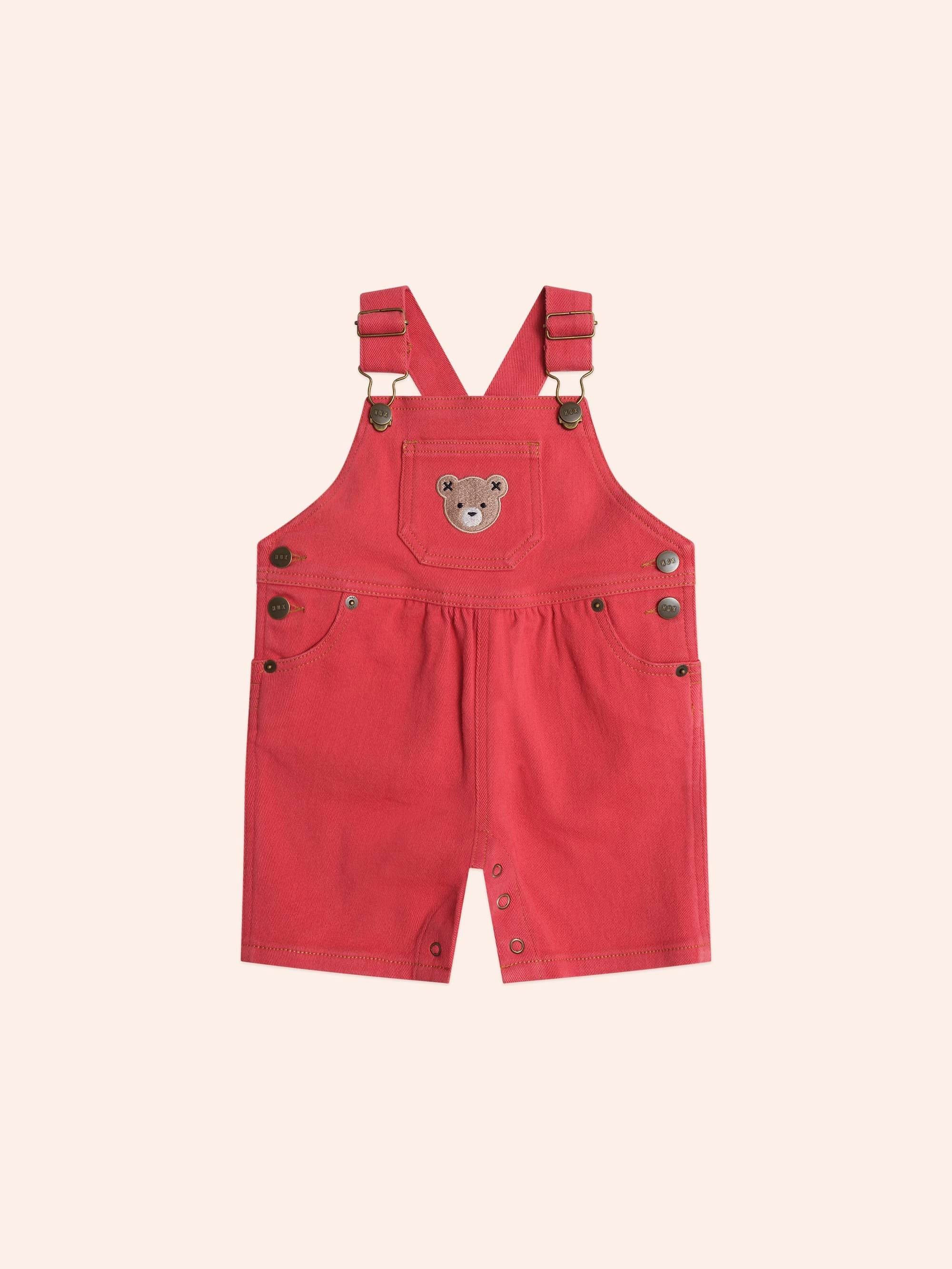 Denim Short Overalls Chilli Red OVERALL Huxbaby