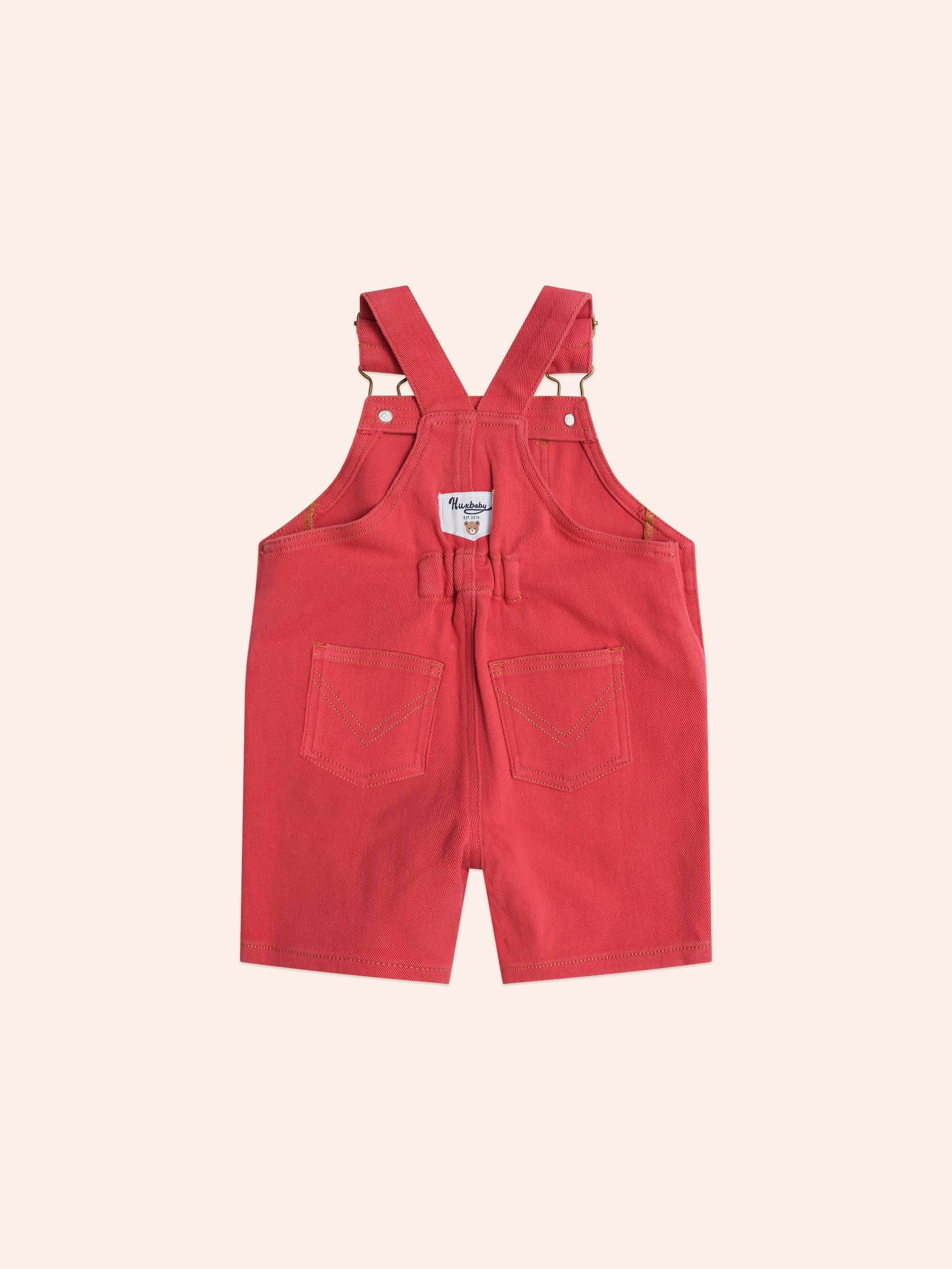 Denim Short Overalls Chilli Red OVERALL Huxbaby