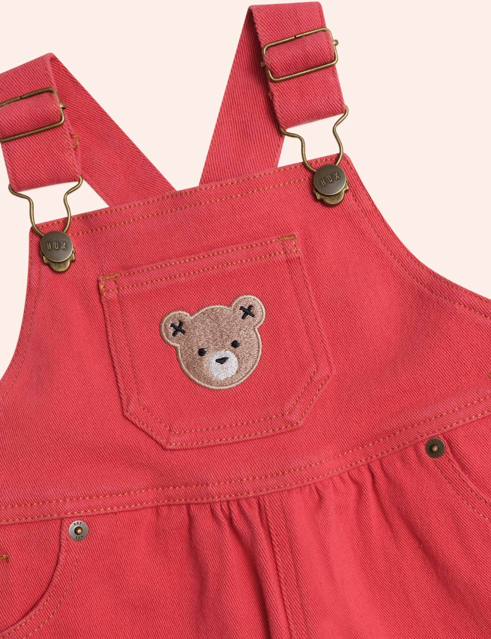 Denim Short Overalls Chilli Red OVERALL Huxbaby