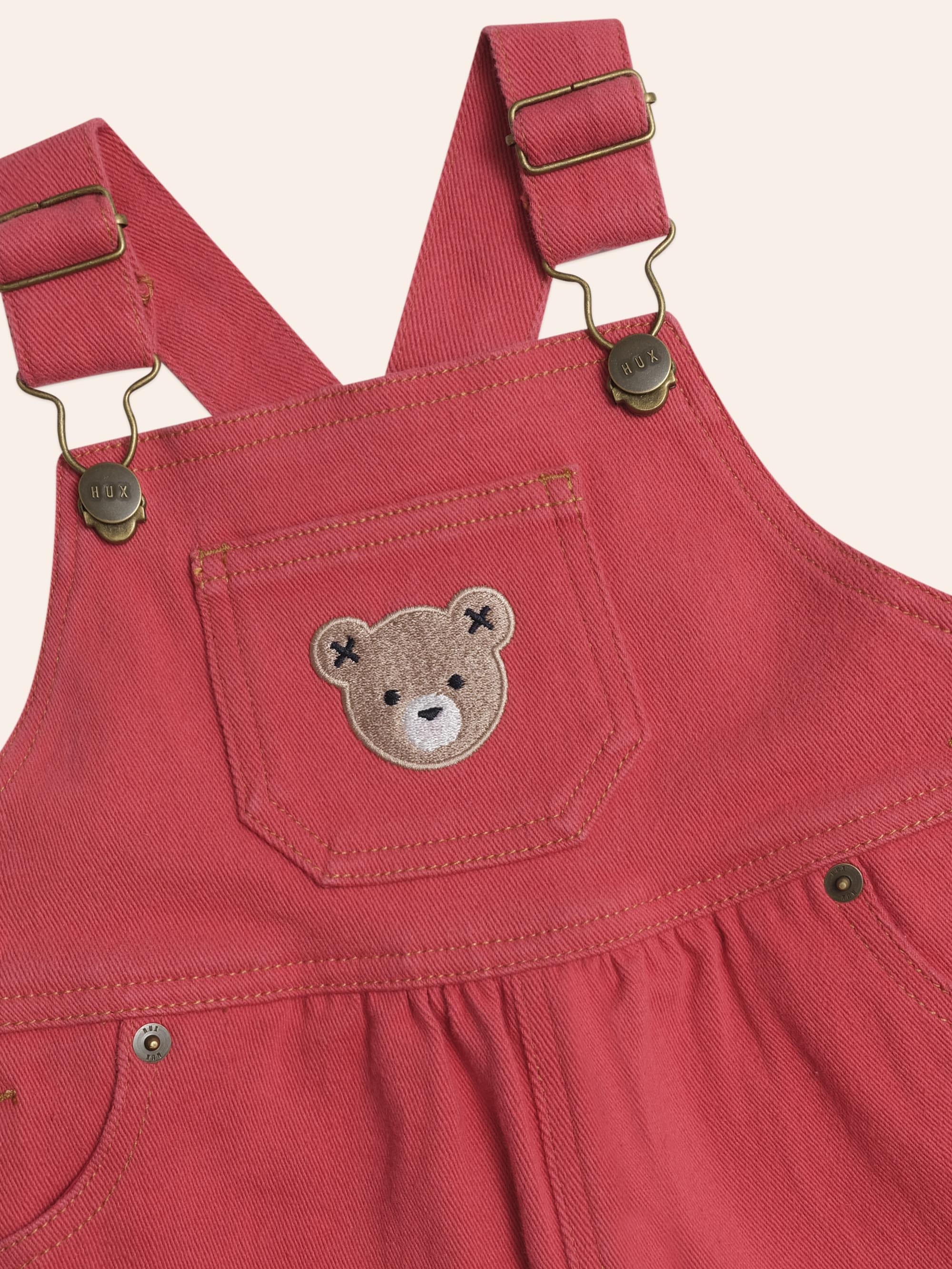 Denim Short Overalls Chilli Red OVERALL Huxbaby