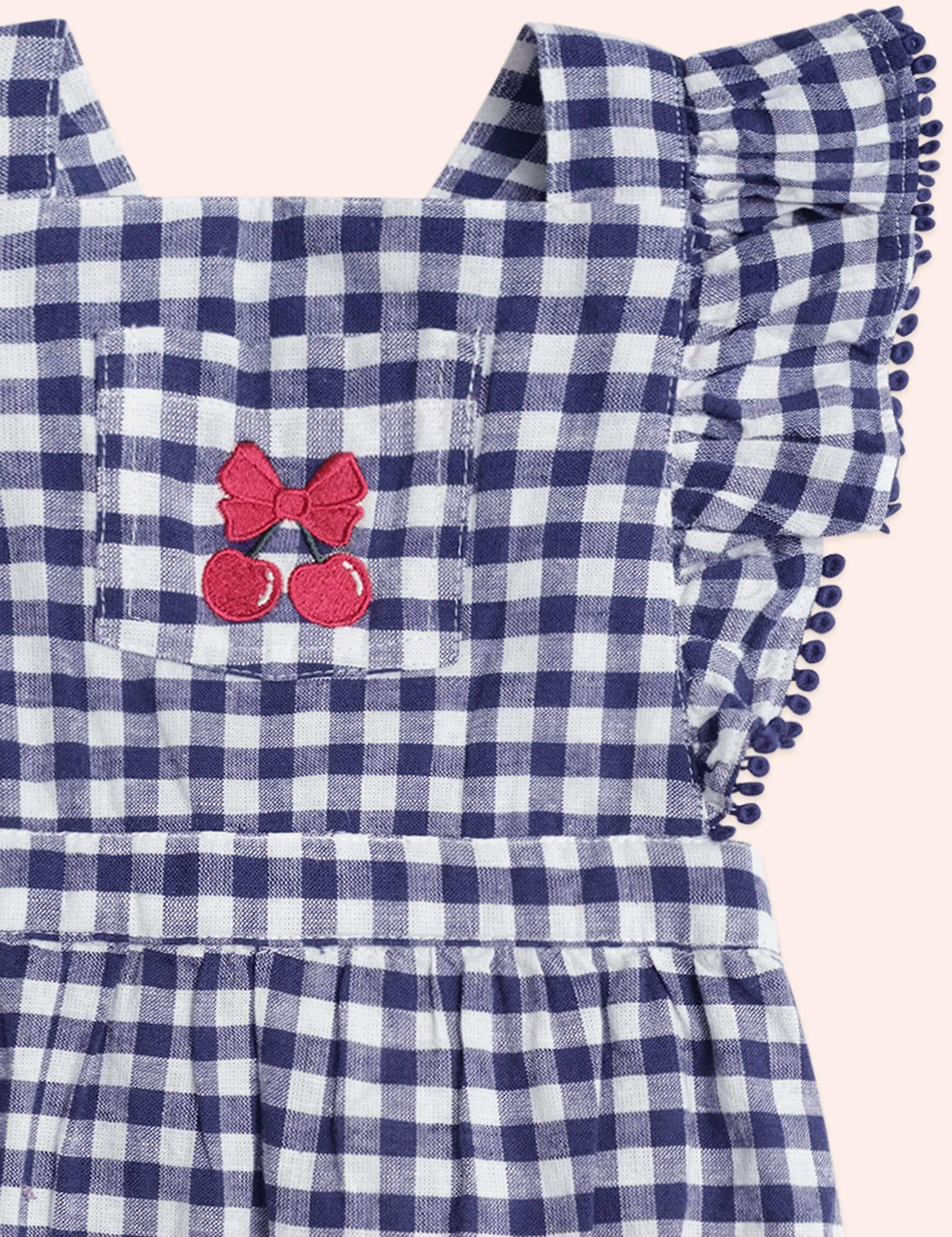 Frilly Playsuit Cherry Pie Check ROMPER Huxbaby