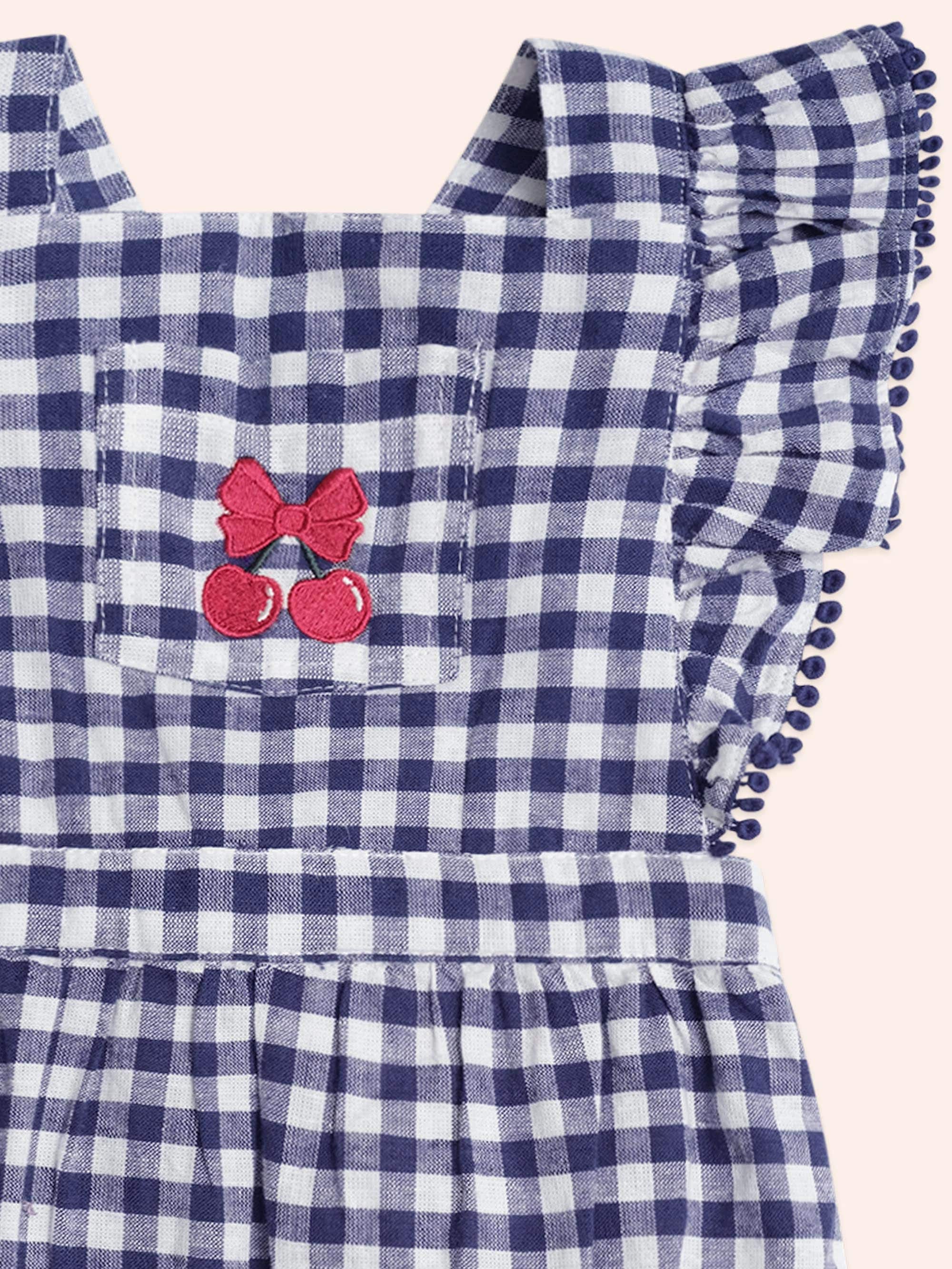 Frilly Playsuit Cherry Pie Check ROMPER Huxbaby