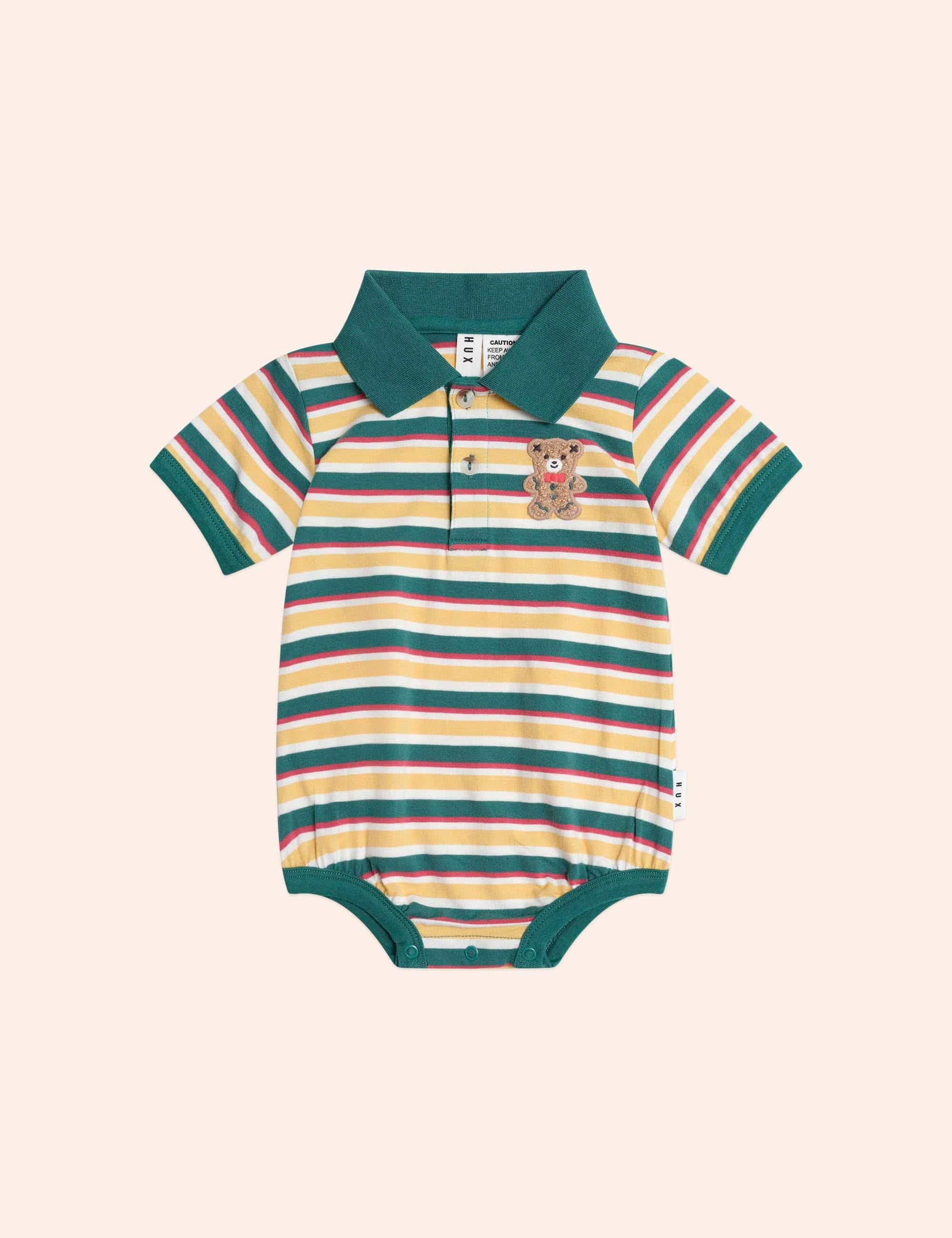 Gingerbread Preppy Polo Romper ROMPER Huxbaby