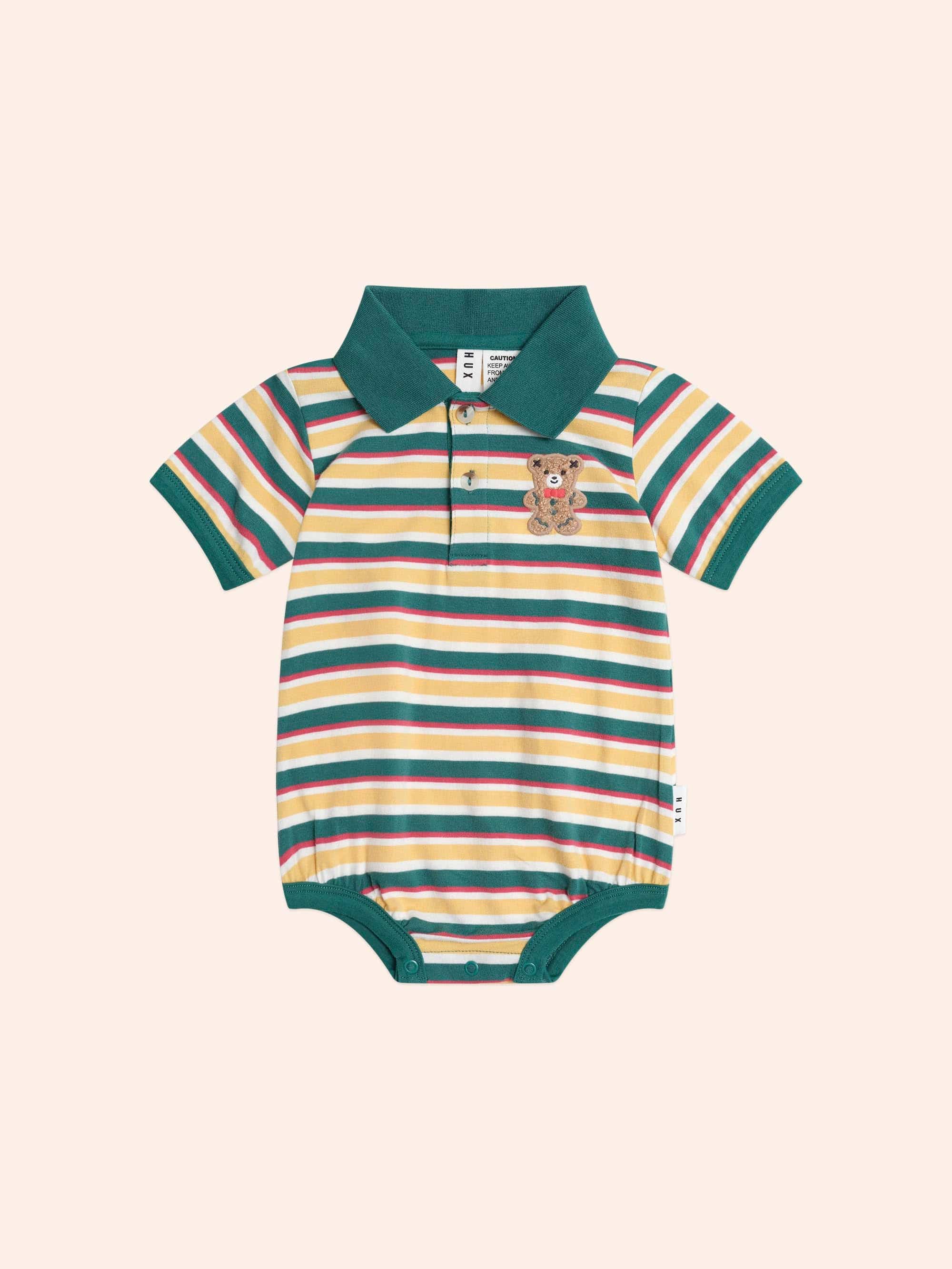 Gingerbread Preppy Polo Romper ROMPER Huxbaby