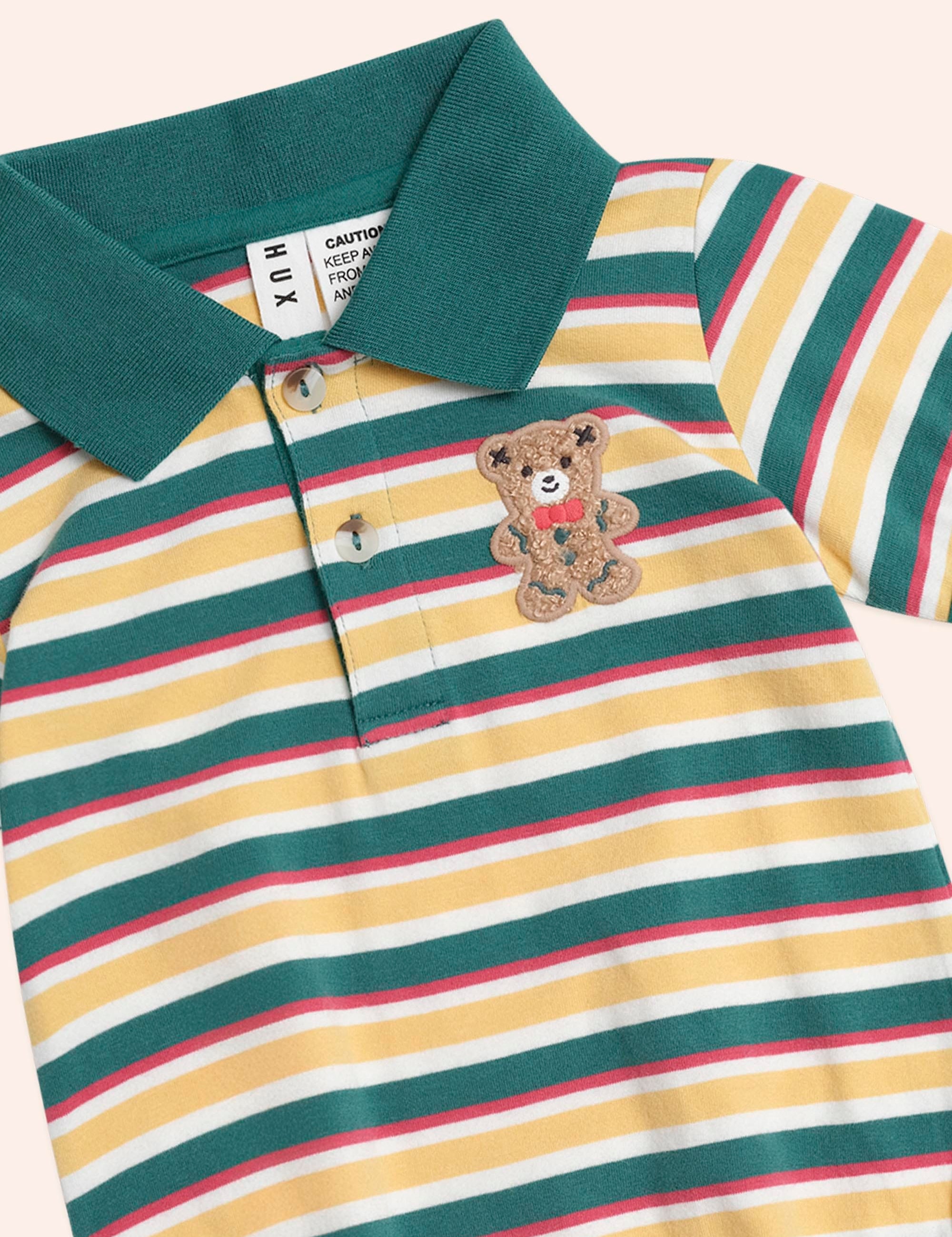 Gingerbread Preppy Polo Romper ROMPER Huxbaby