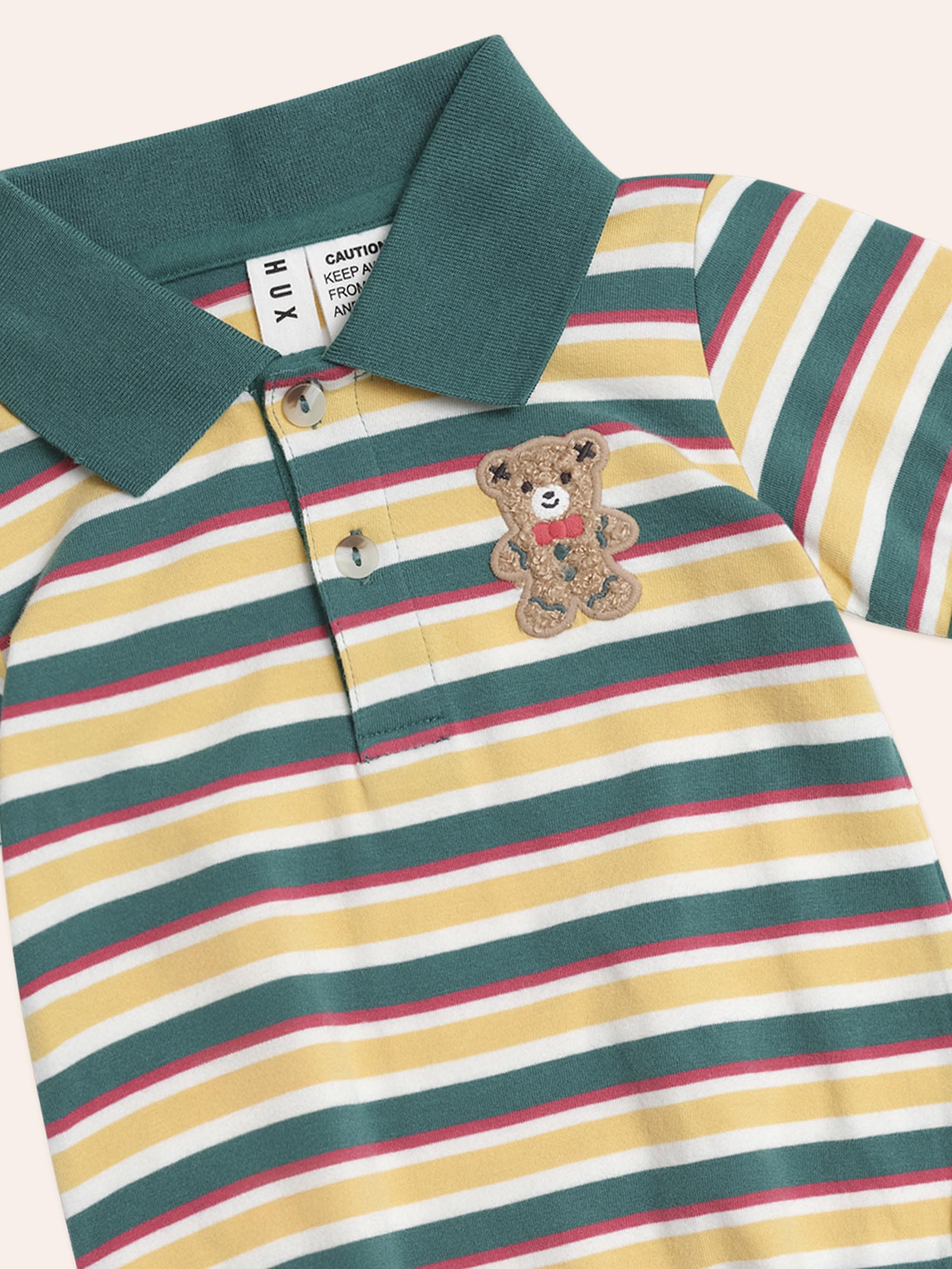 Gingerbread Preppy Polo Romper ROMPER Huxbaby