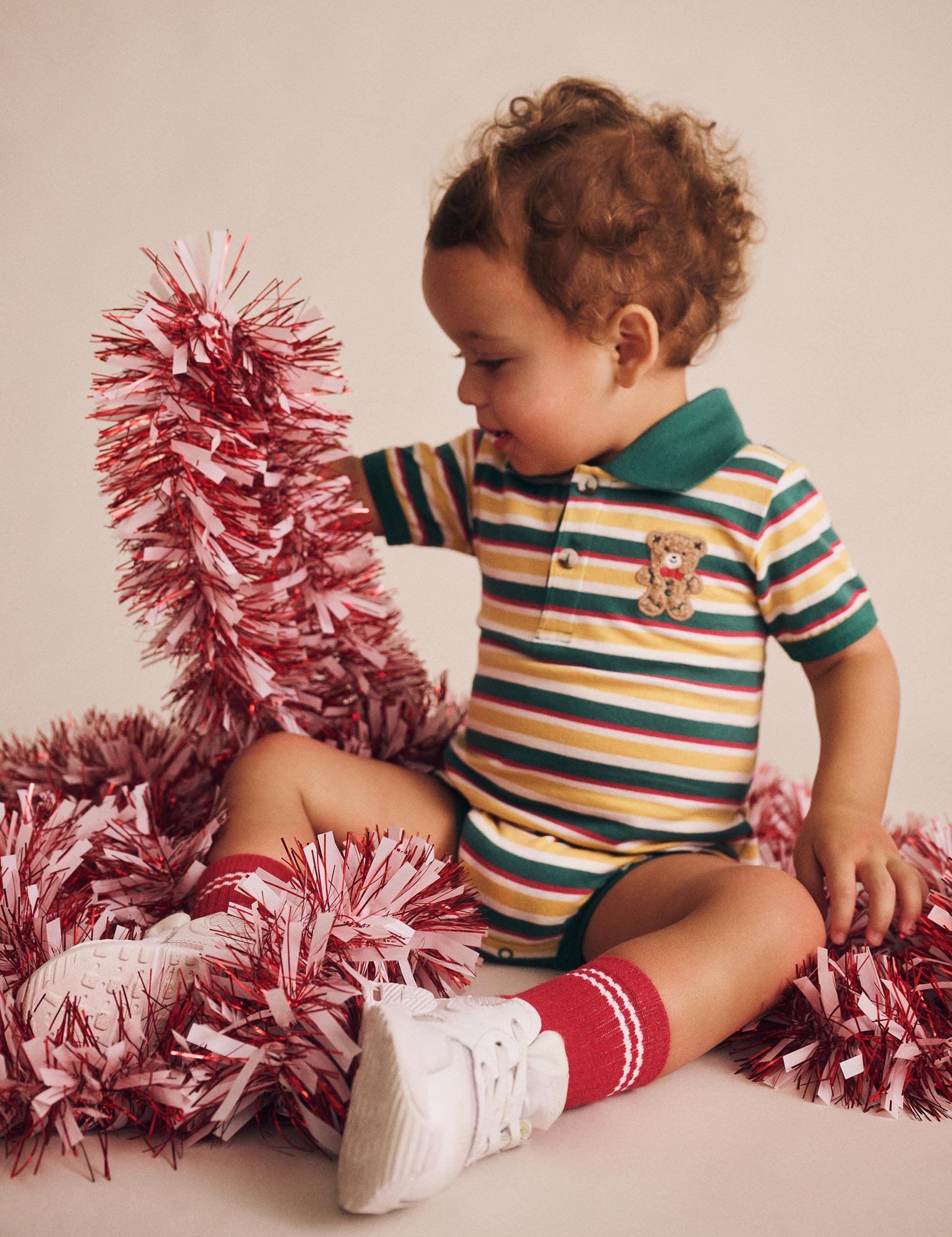 Gingerbread Preppy Polo Romper ROMPER Huxbaby