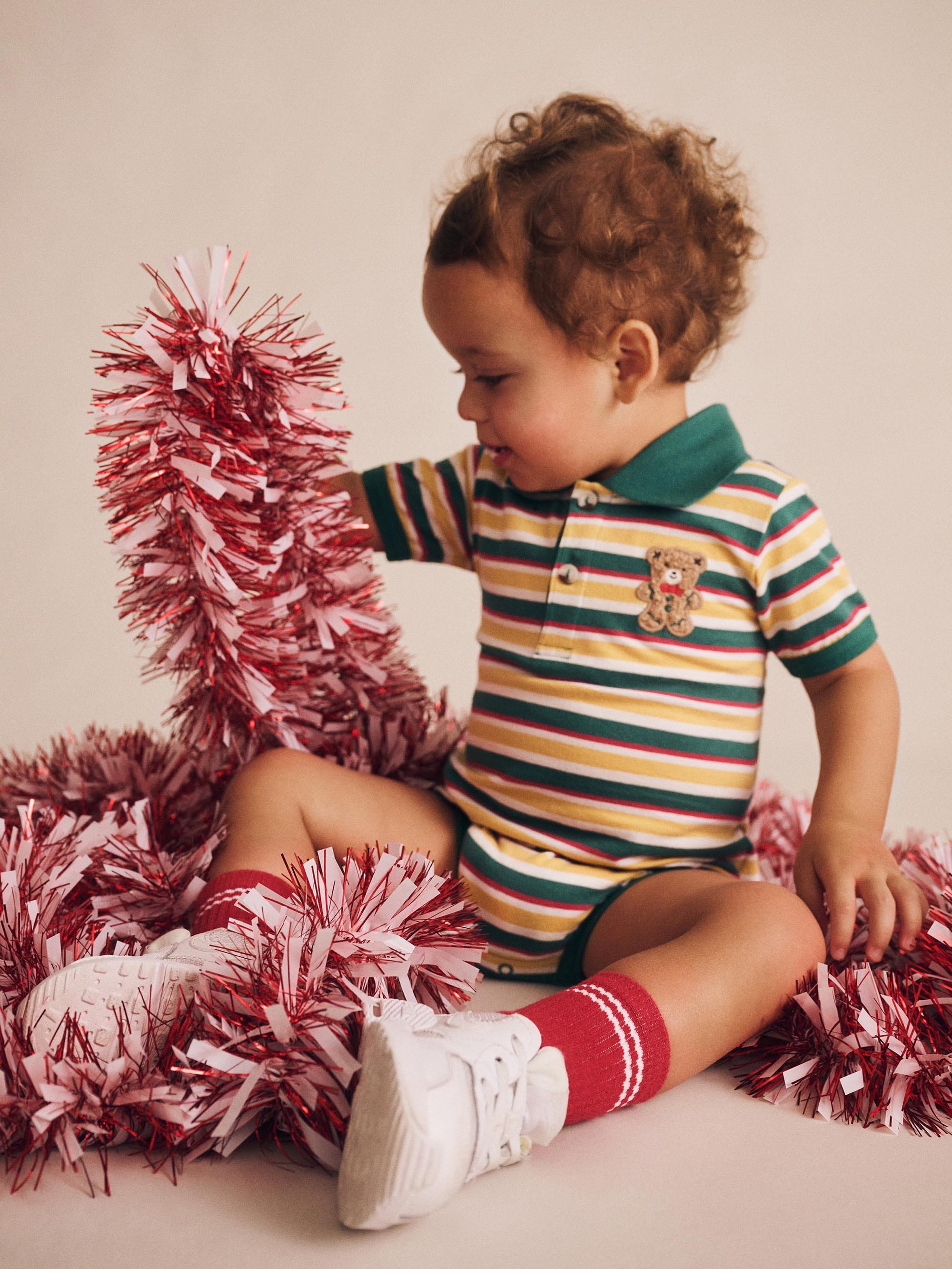 Gingerbread Preppy Polo Romper ROMPER Huxbaby