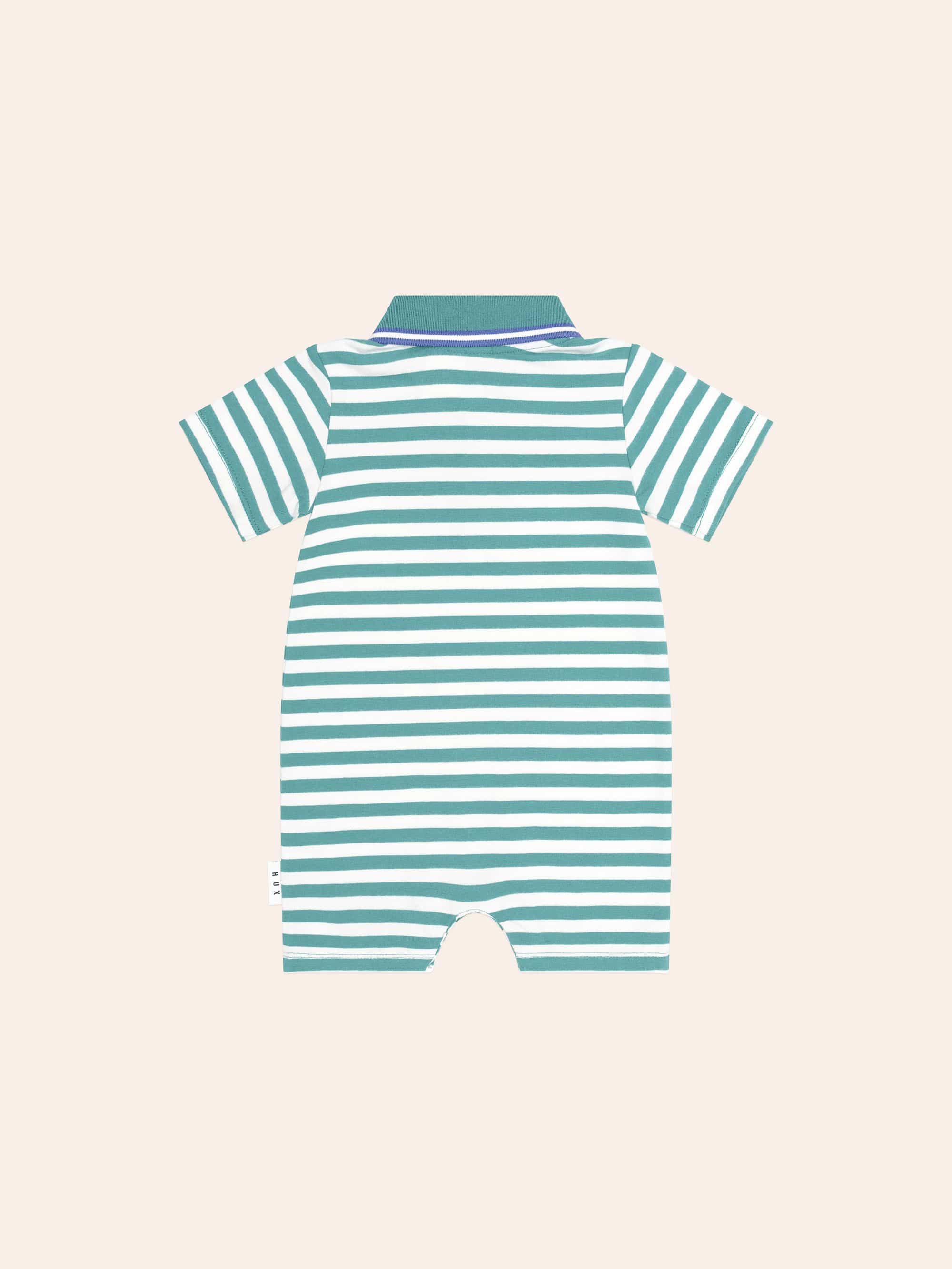 Green Stripe Vacay Hux Romper ONESIE Huxbaby Shopify