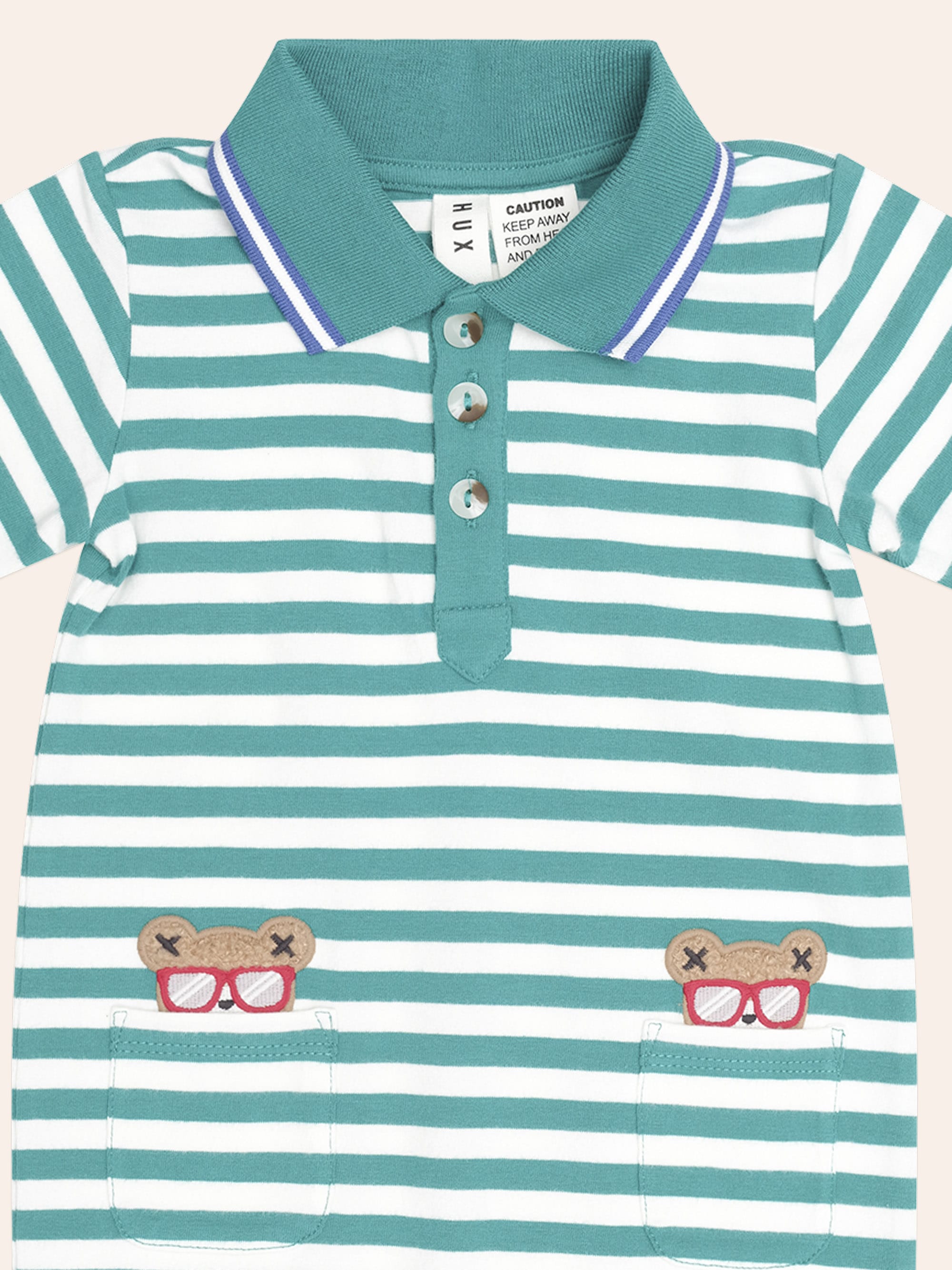 Green Stripe Vacay Hux Romper ONESIE Huxbaby Shopify