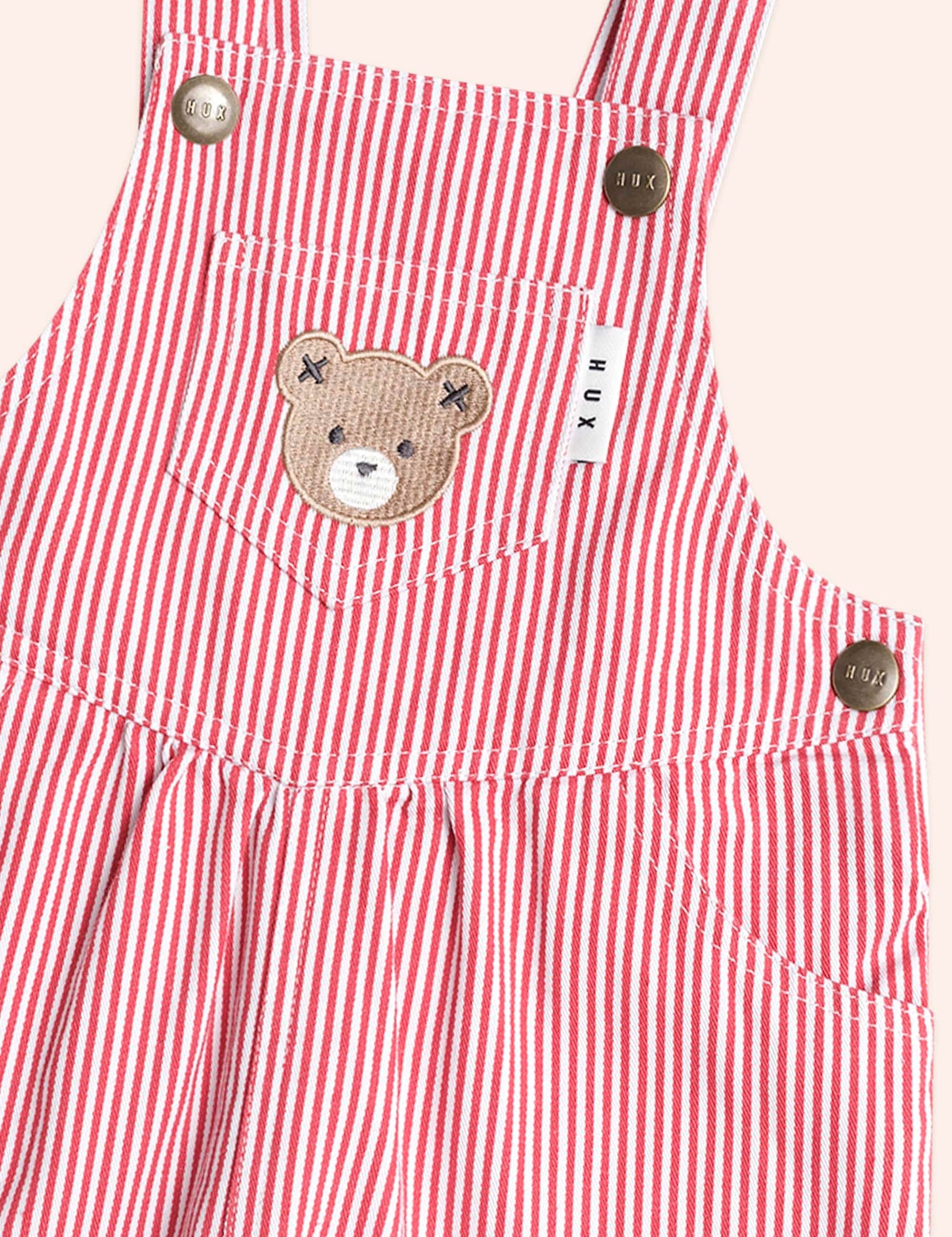 Chill Red Stripe Short Overalls OVERALL Huxbaby