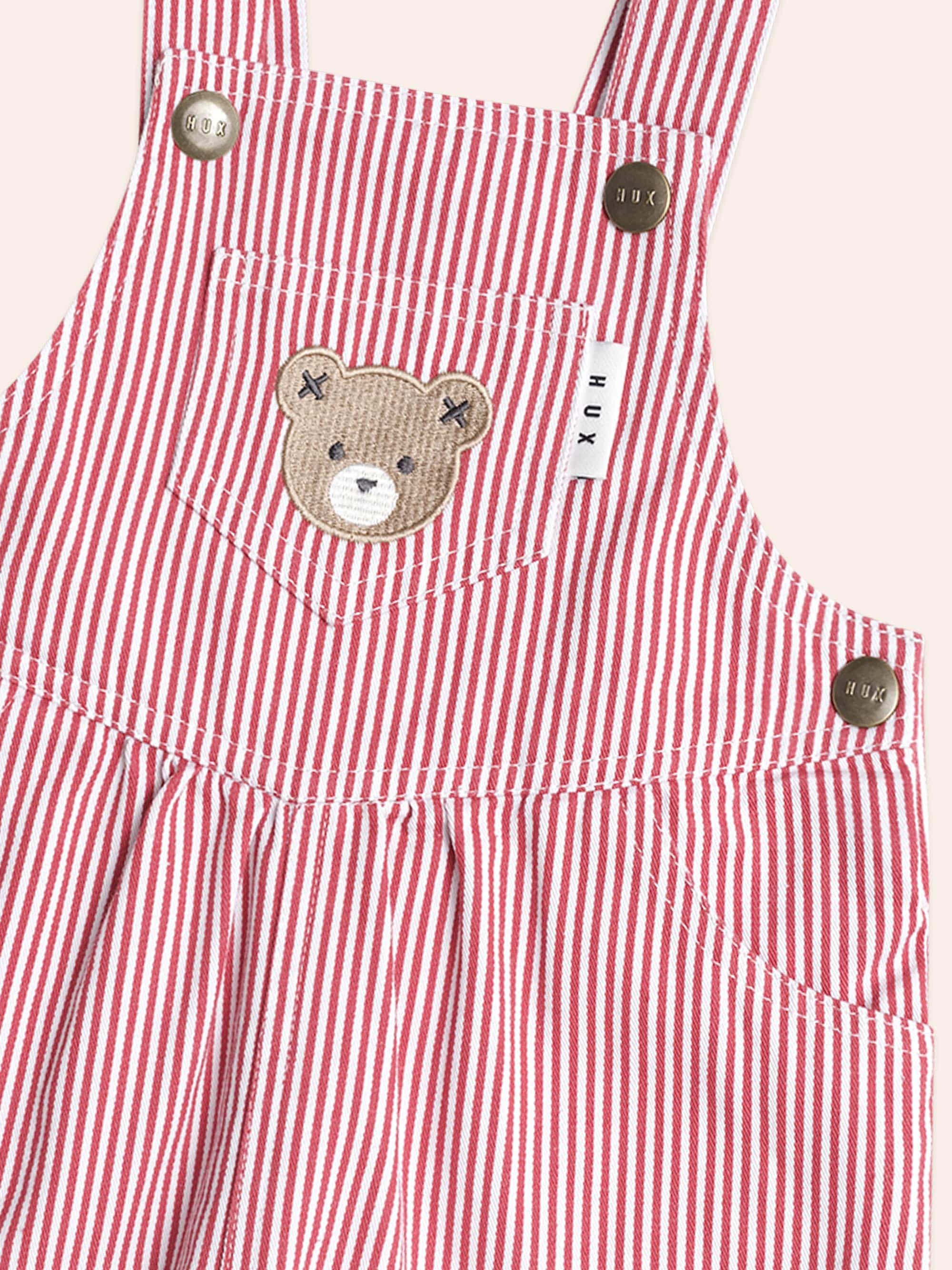 Chill Red Stripe Short Overalls OVERALL Huxbaby