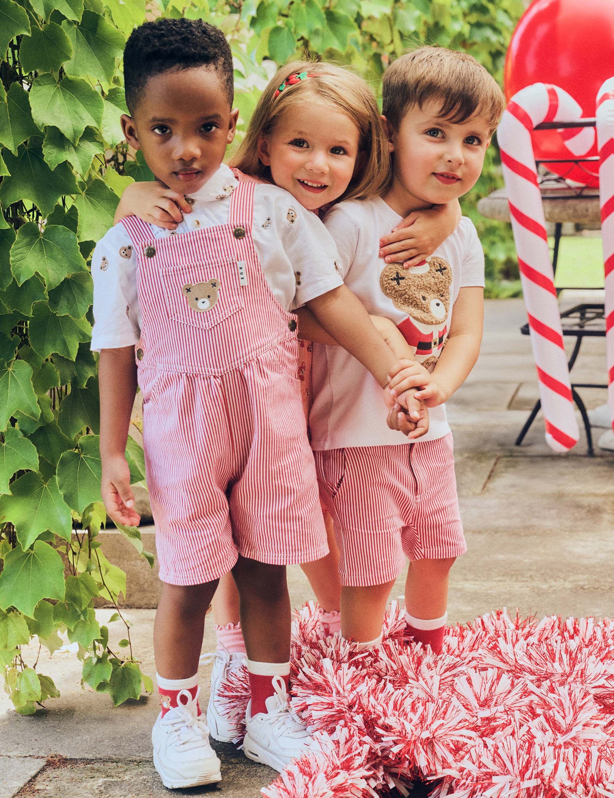 Chill Red Stripe Short Overalls OVERALL Huxbaby
