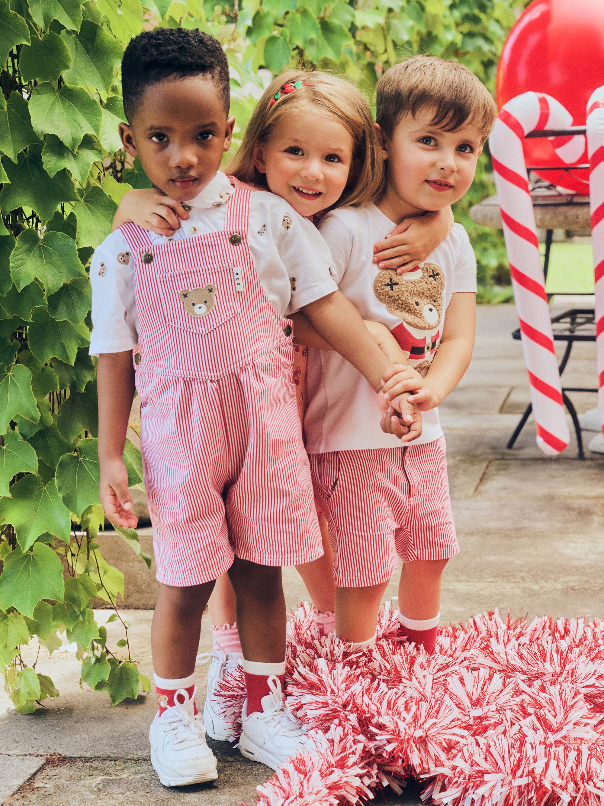 Chill Red Stripe Short Overalls OVERALL Huxbaby