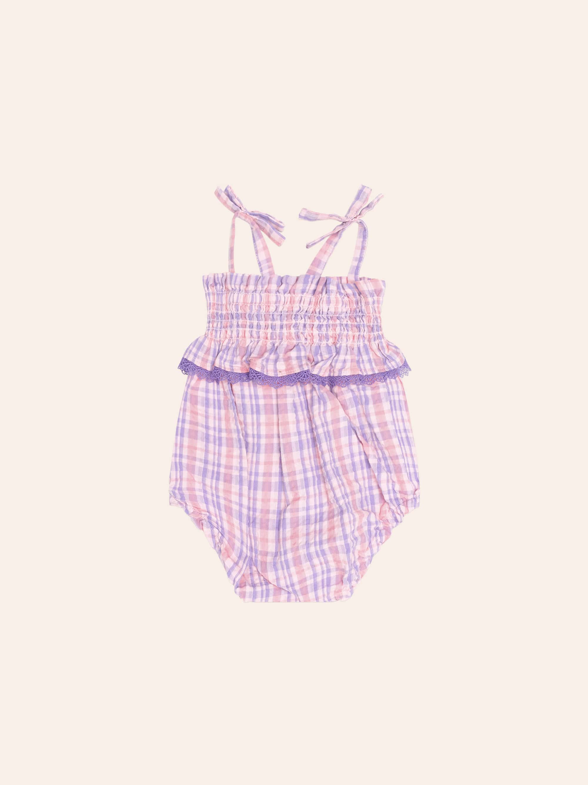 Tropical Check Tie Romper PLAYSUIT Huxbaby Shopify