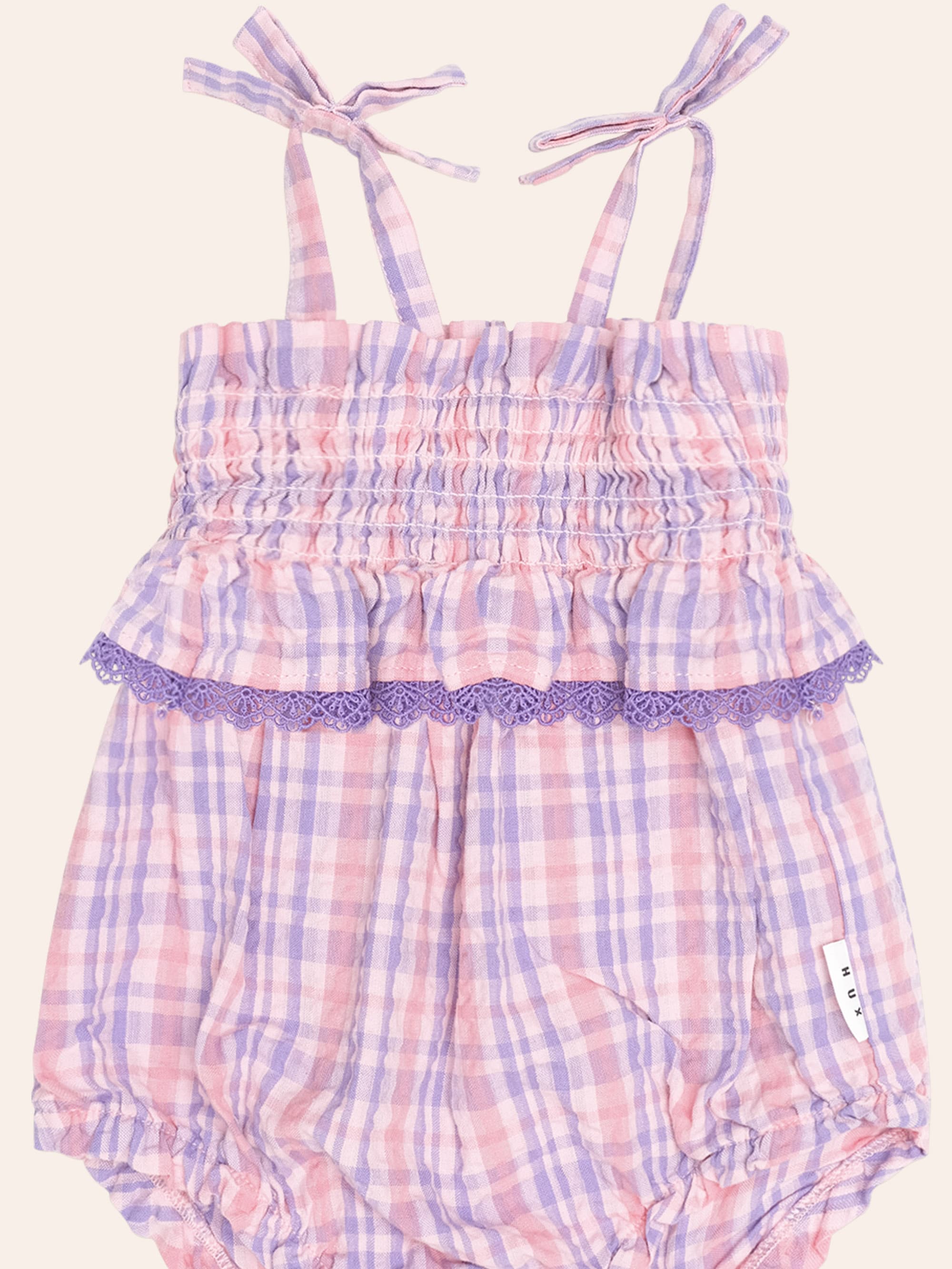 Tropical Check Tie Romper PLAYSUIT Huxbaby Shopify