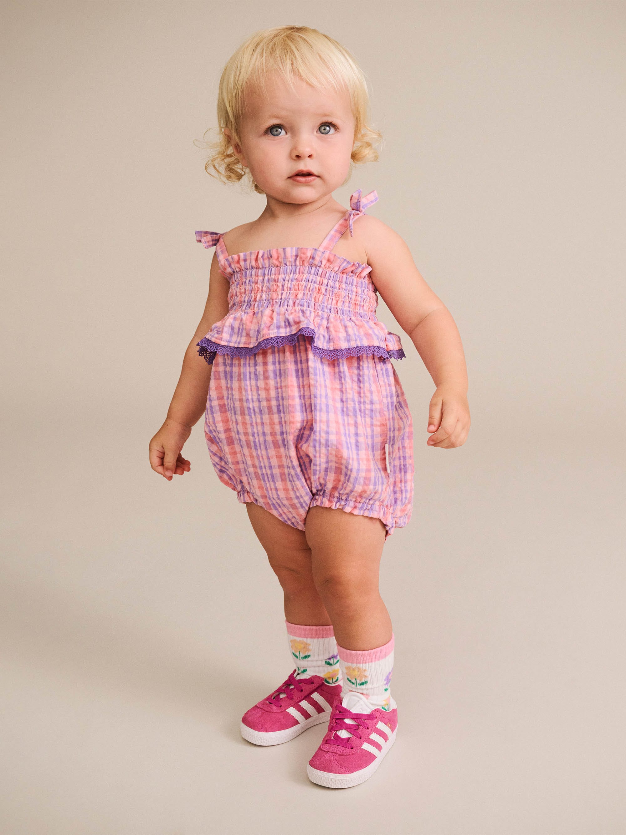 Tropical Check Tie Romper PLAYSUIT Huxbaby Shopify