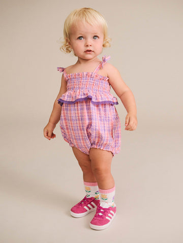 Tropical Check Tie Romper PLAYSUIT Huxbaby Shopify