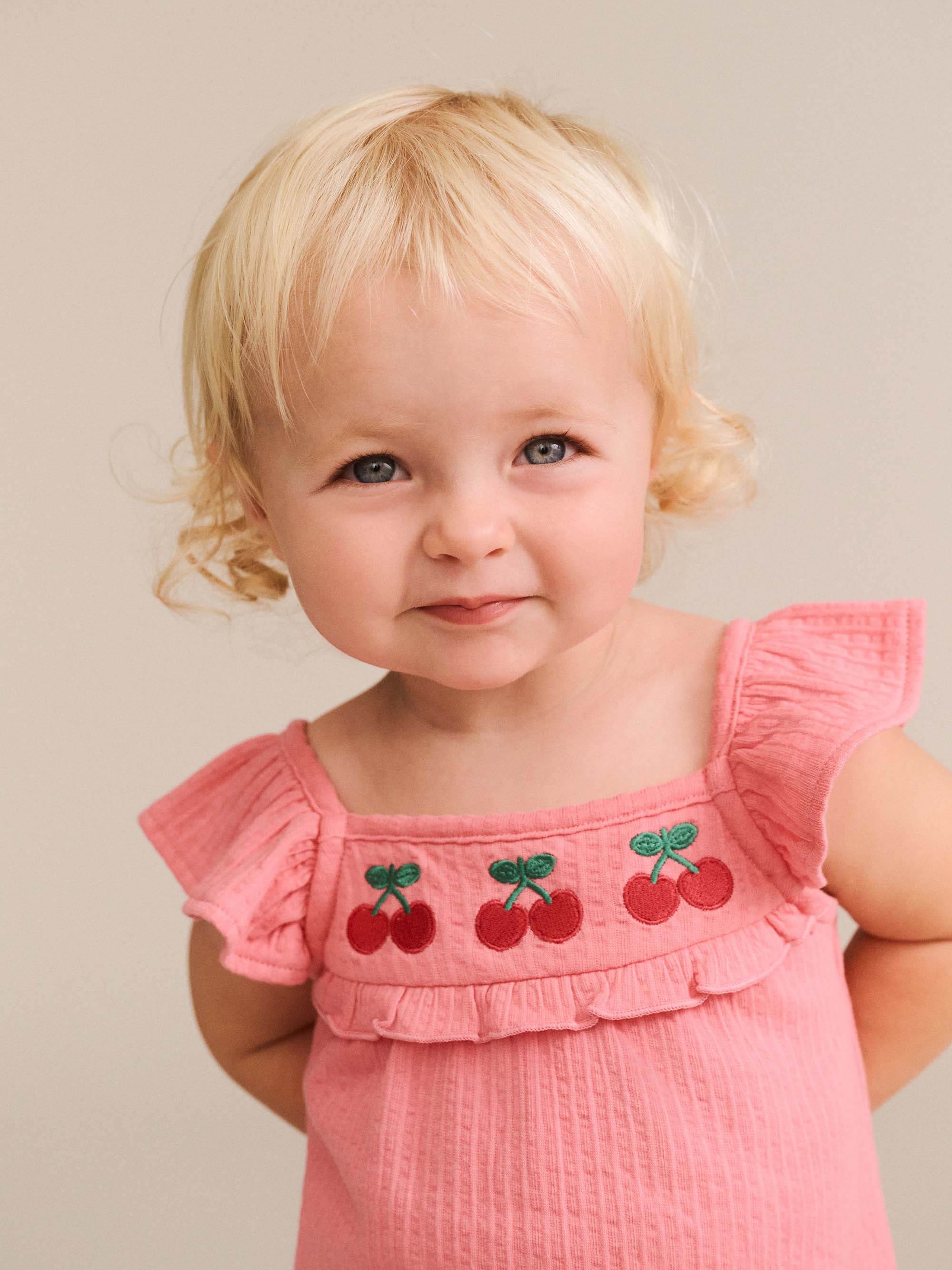 Cherry Emb Playsuit PLAYSUIT Huxbaby Shopify