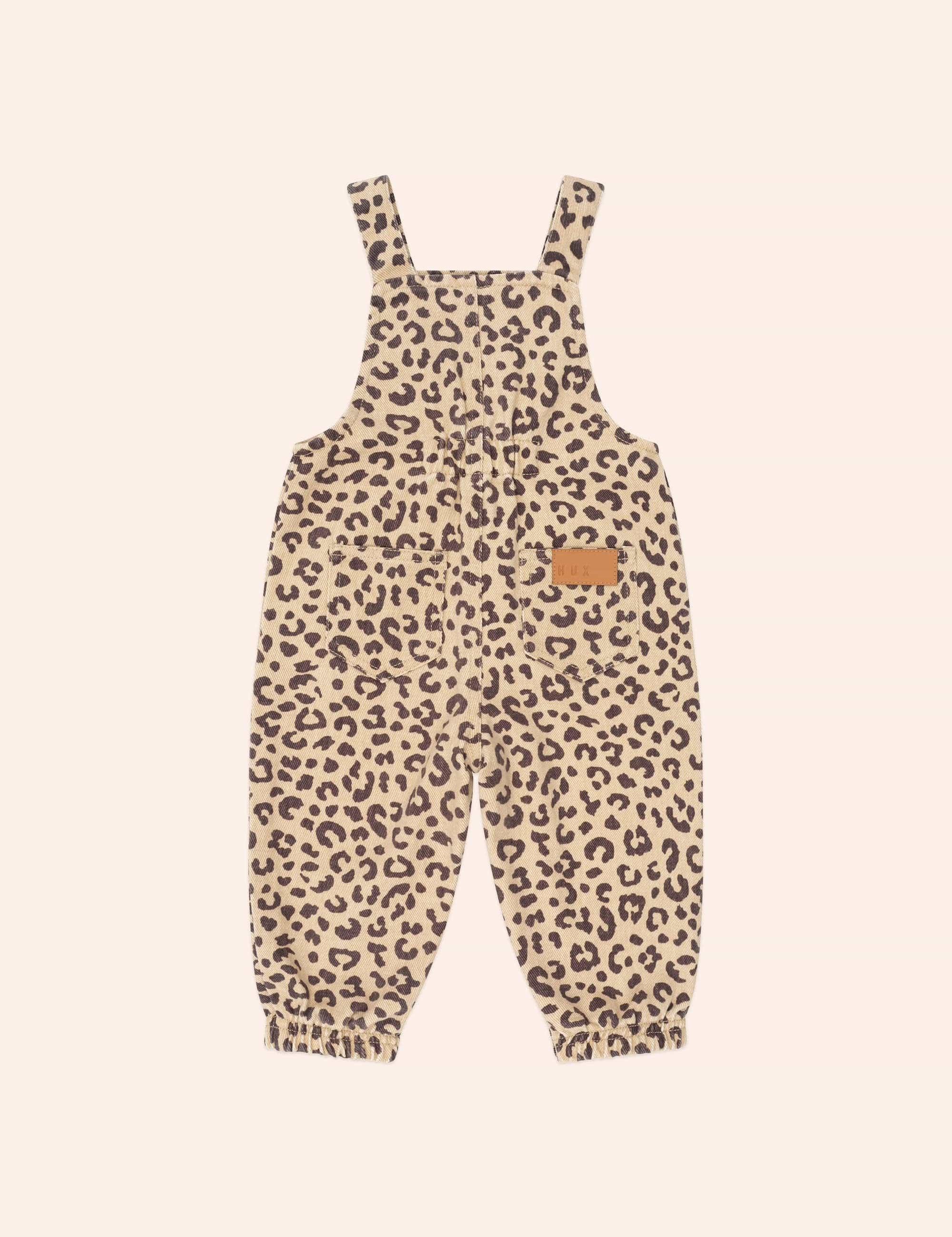 Leopard Print Denim Overalls OVERALL Huxbaby
