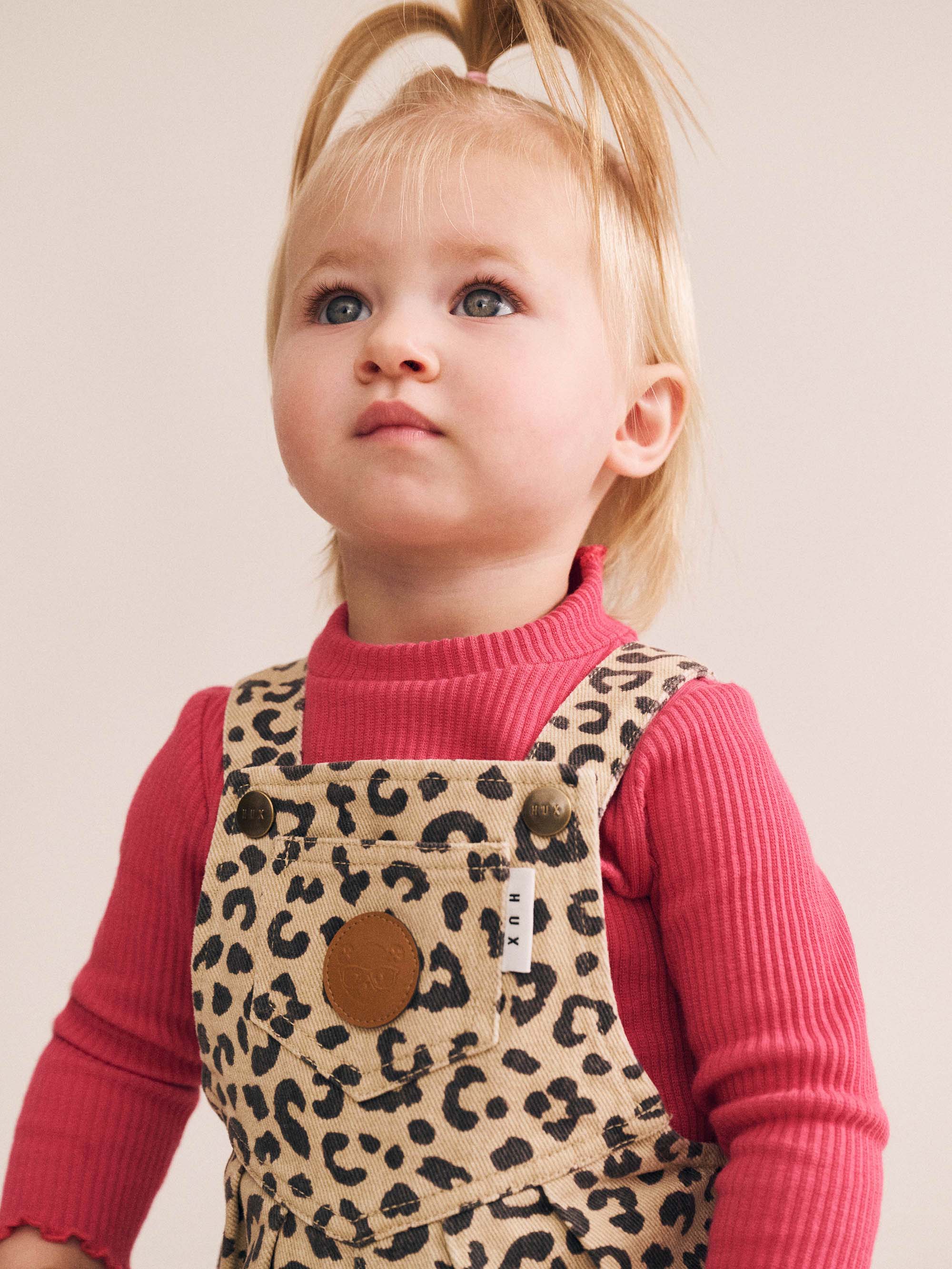 Leopard Print Denim Overalls OVERALL Huxbaby
