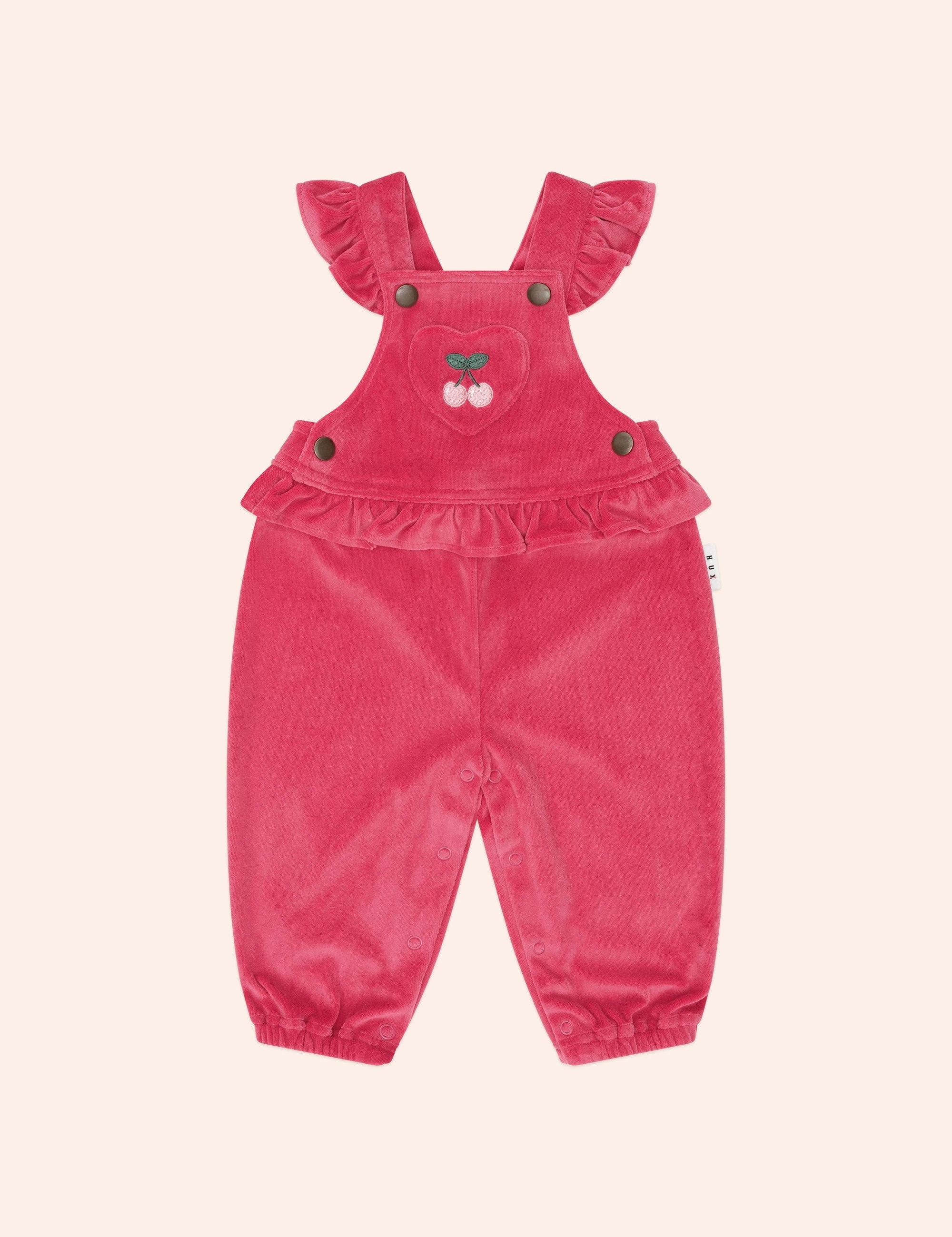 Very Cherry Velour Frill Overall OVERALL Huxbaby