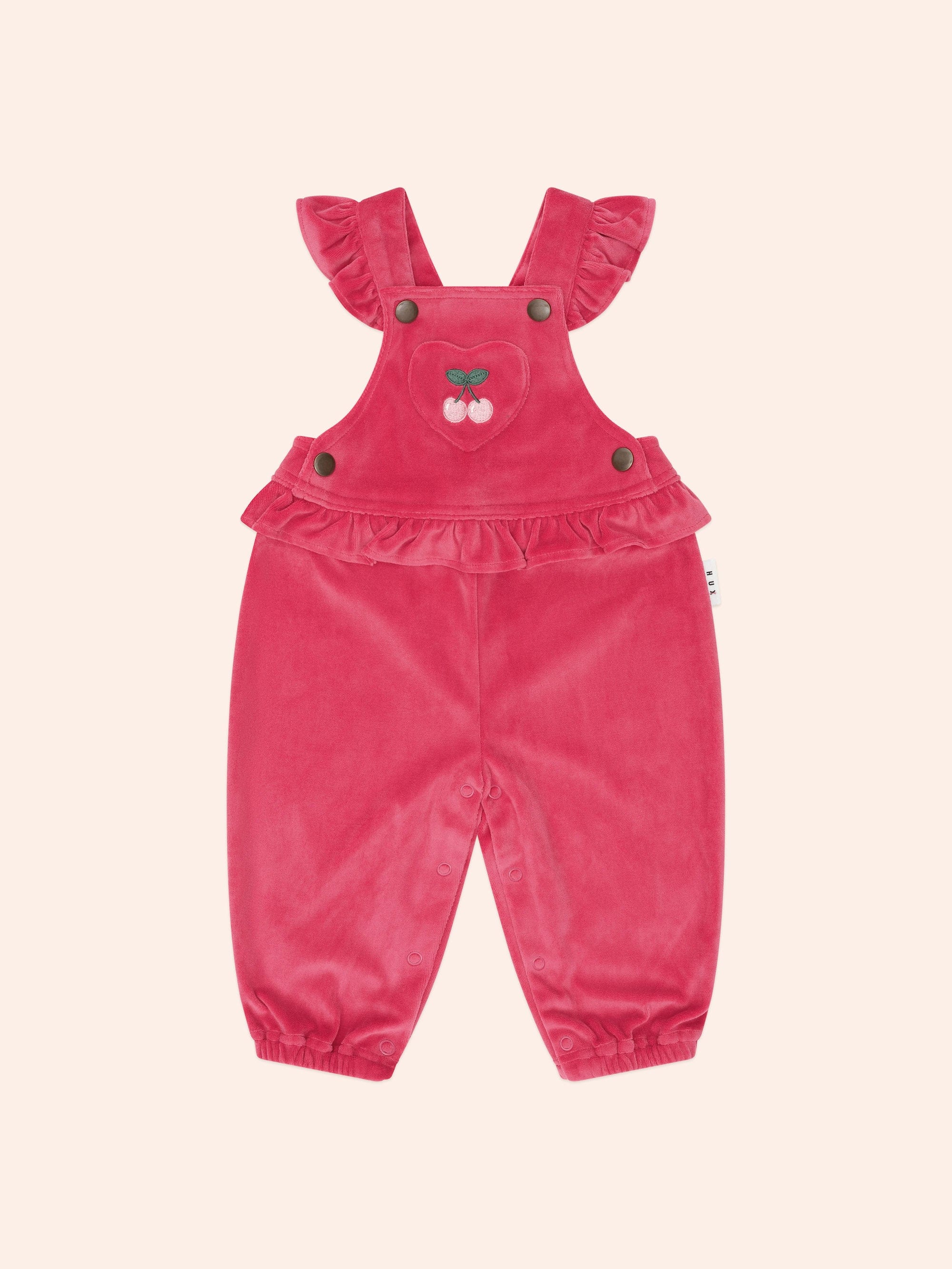 Very Cherry Velour Frill Overall OVERALL Huxbaby