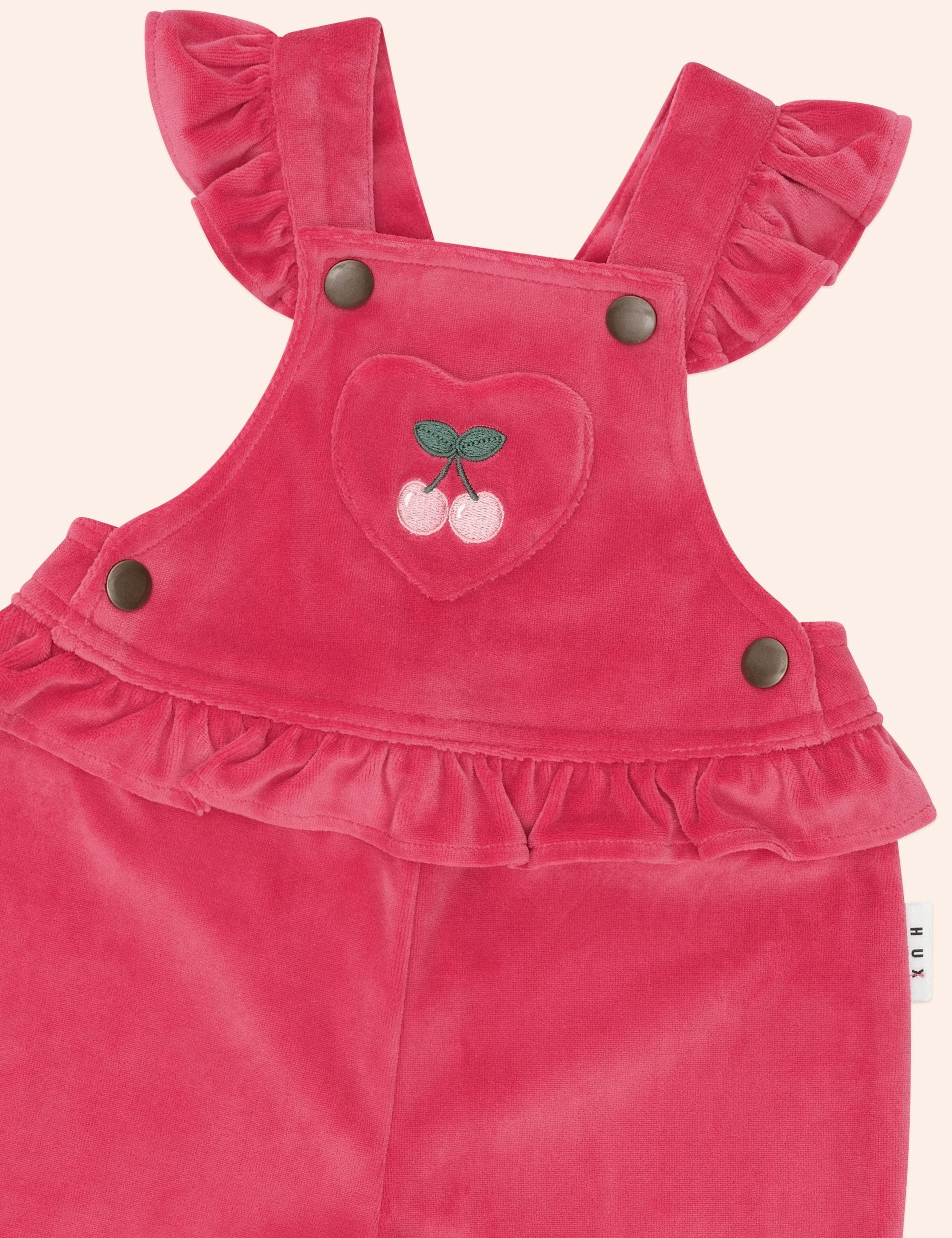 Very Cherry Velour Frill Overall OVERALL Huxbaby