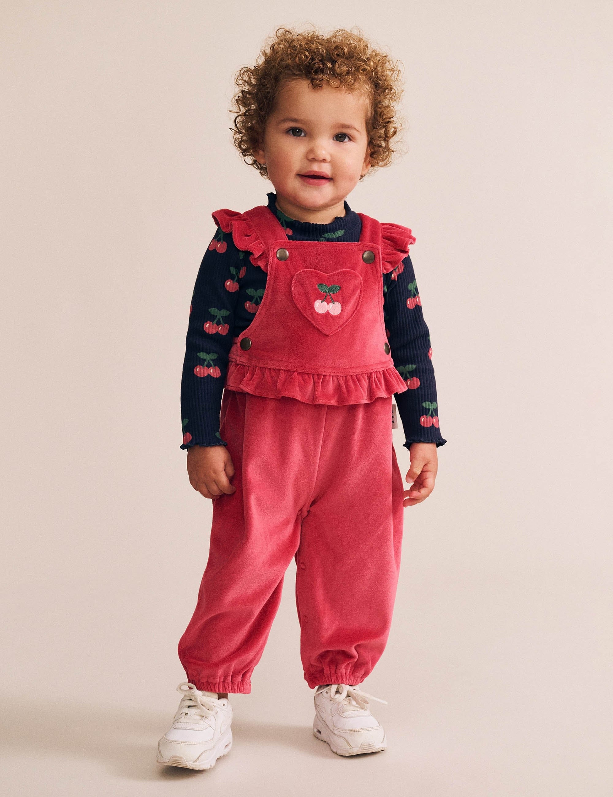 Very Cherry Velour Frill Overall OVERALL Huxbaby