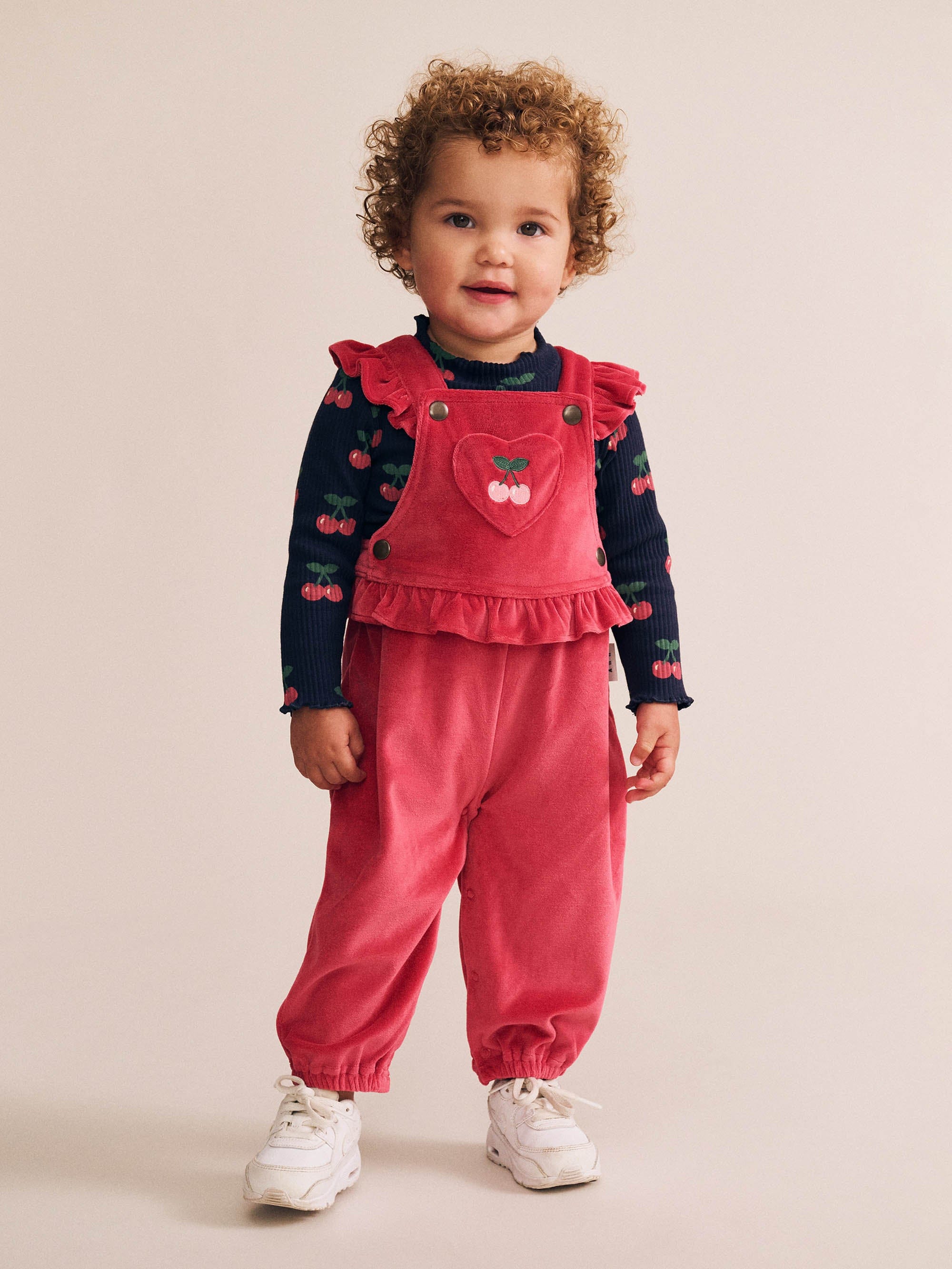 Very Cherry Velour Frill Overall OVERALL Huxbaby