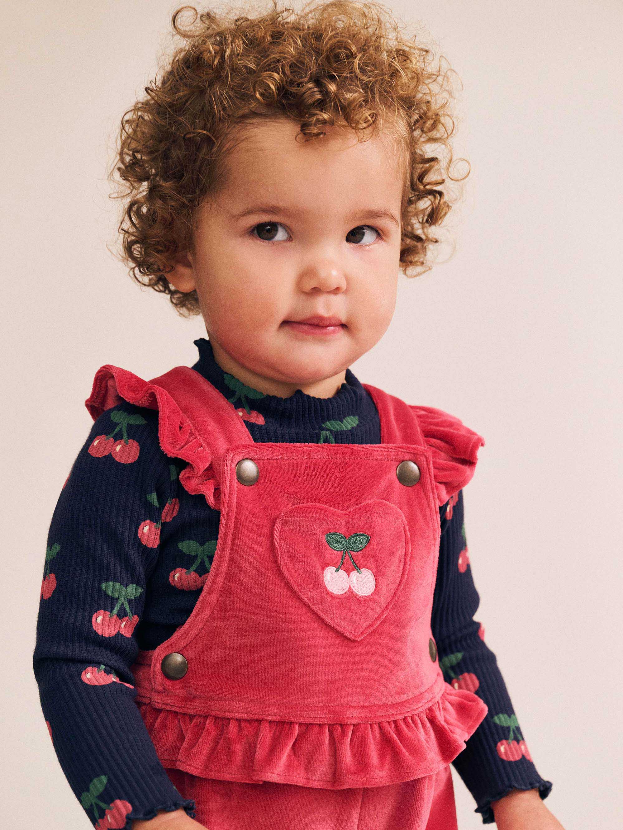 Very Cherry Velour Frill Overall OVERALL Huxbaby