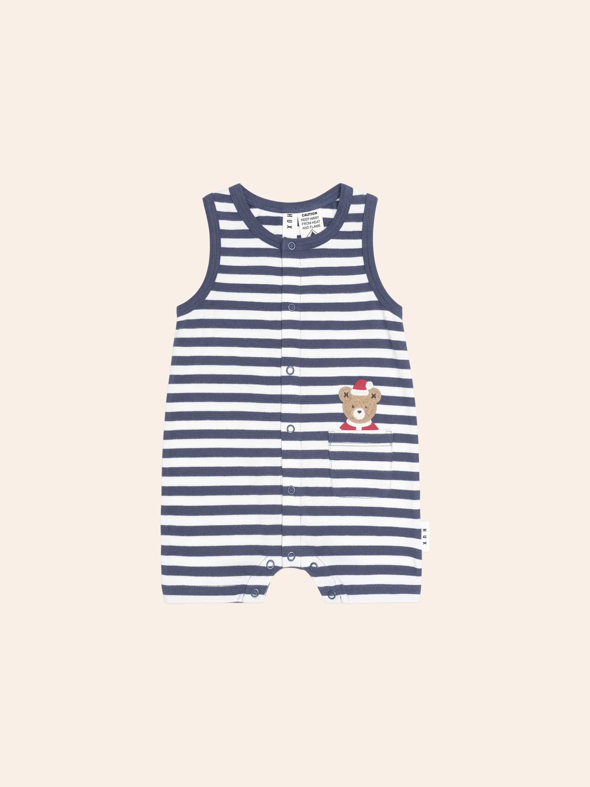 Stripe Father Huxmas S/Less Romper ONESIE Huxbaby Shopify