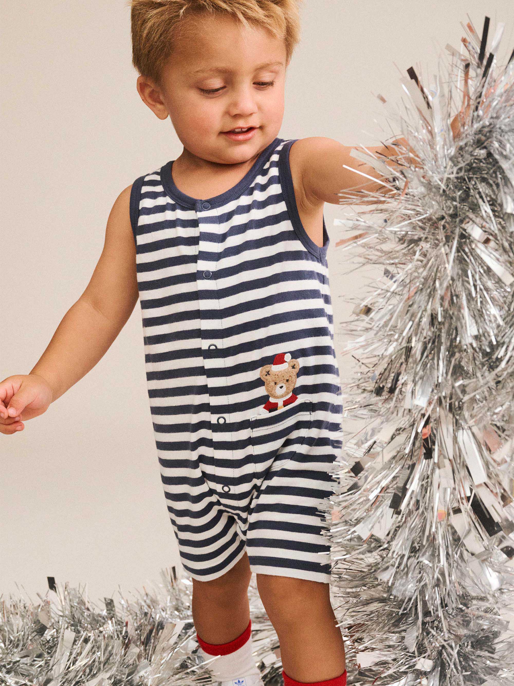 Stripe Father Huxmas S/Less Romper ONESIE Huxbaby Shopify