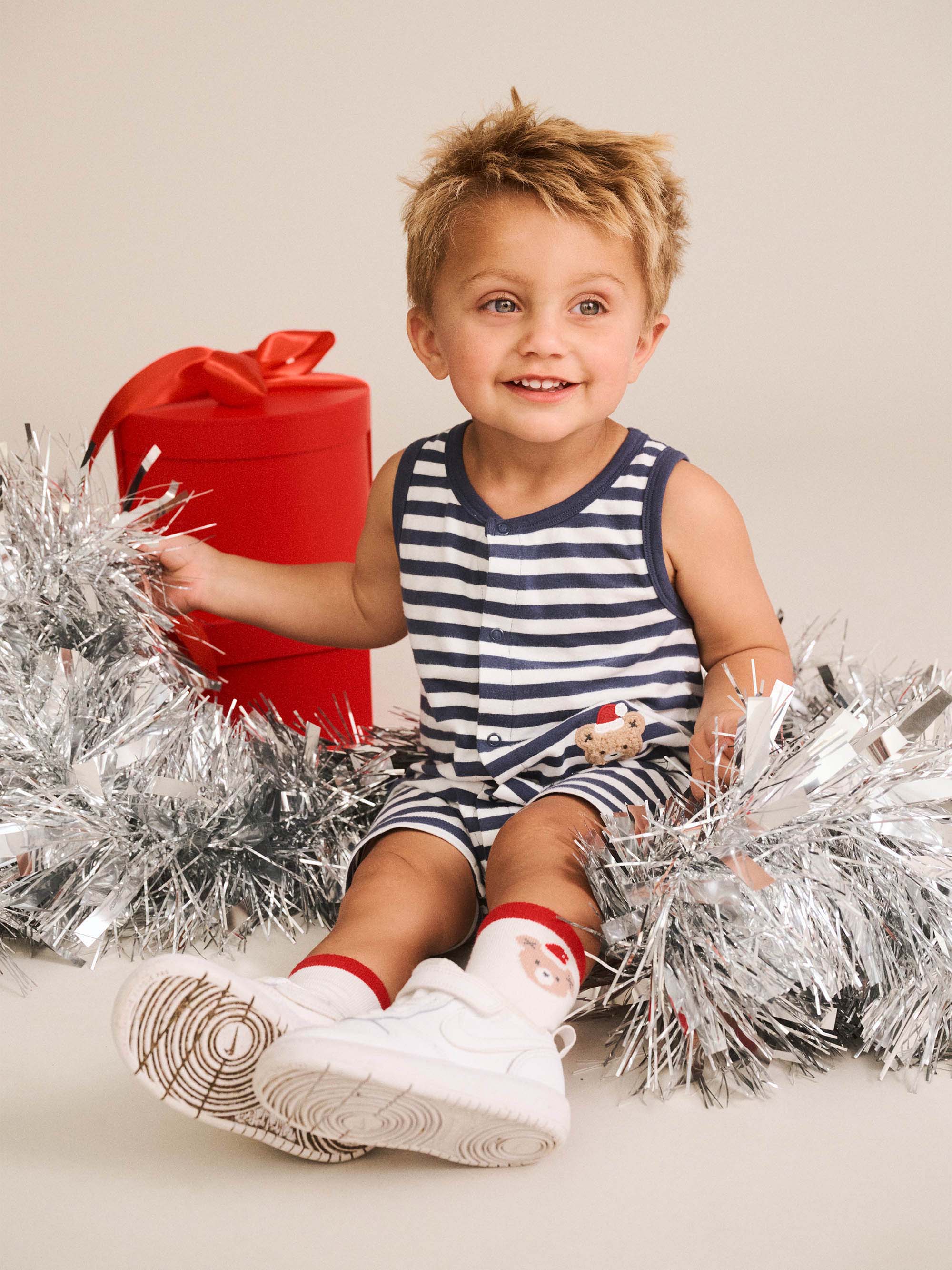 Stripe Father Huxmas S/Less Romper ONESIE Huxbaby Shopify
